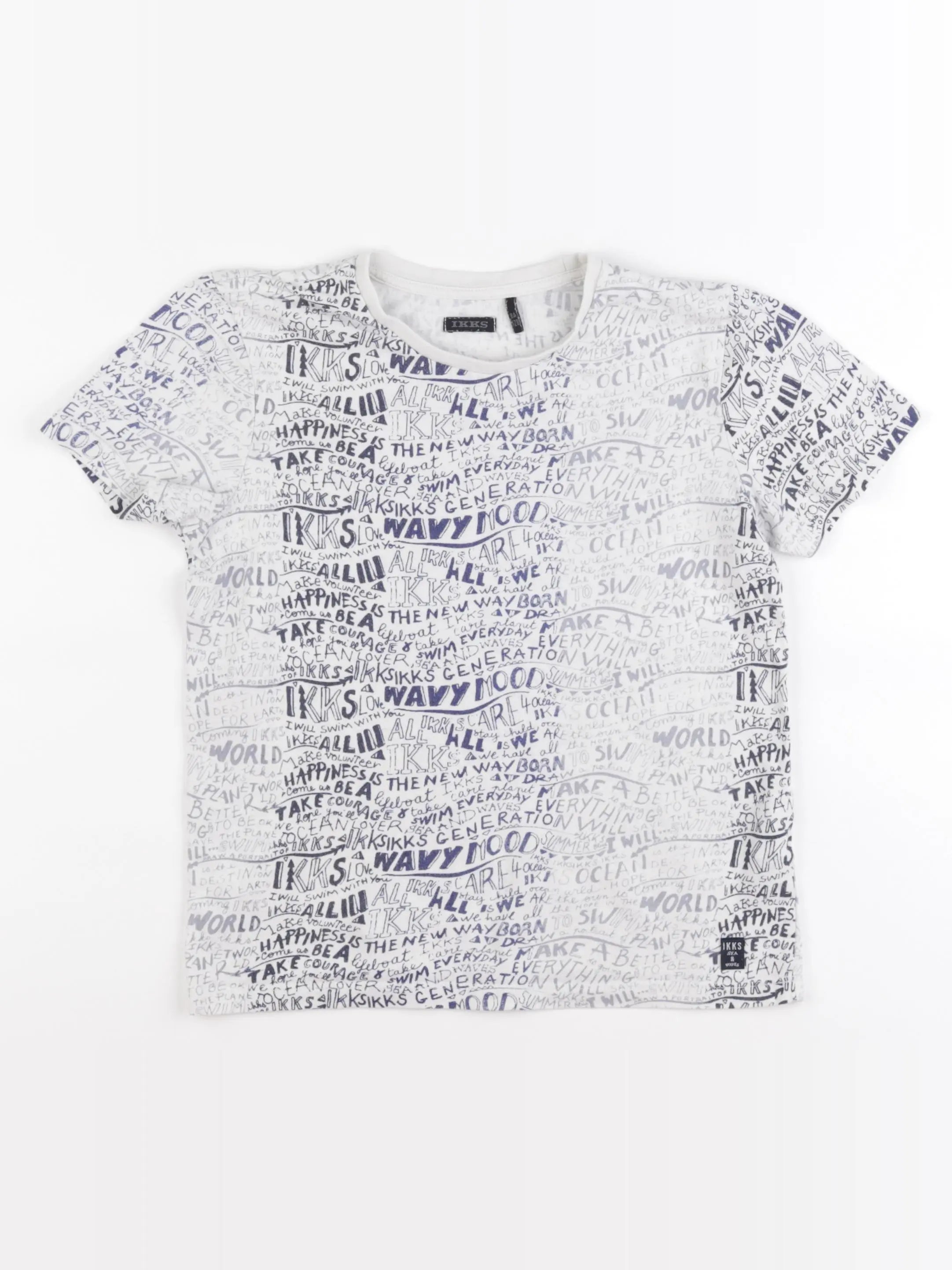 IKKS - tee-shirt blanc, bleu - 10 ans