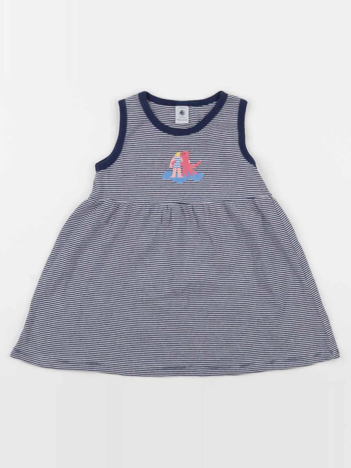 Petit Bateau - robe blanc, bleu - 36 mois