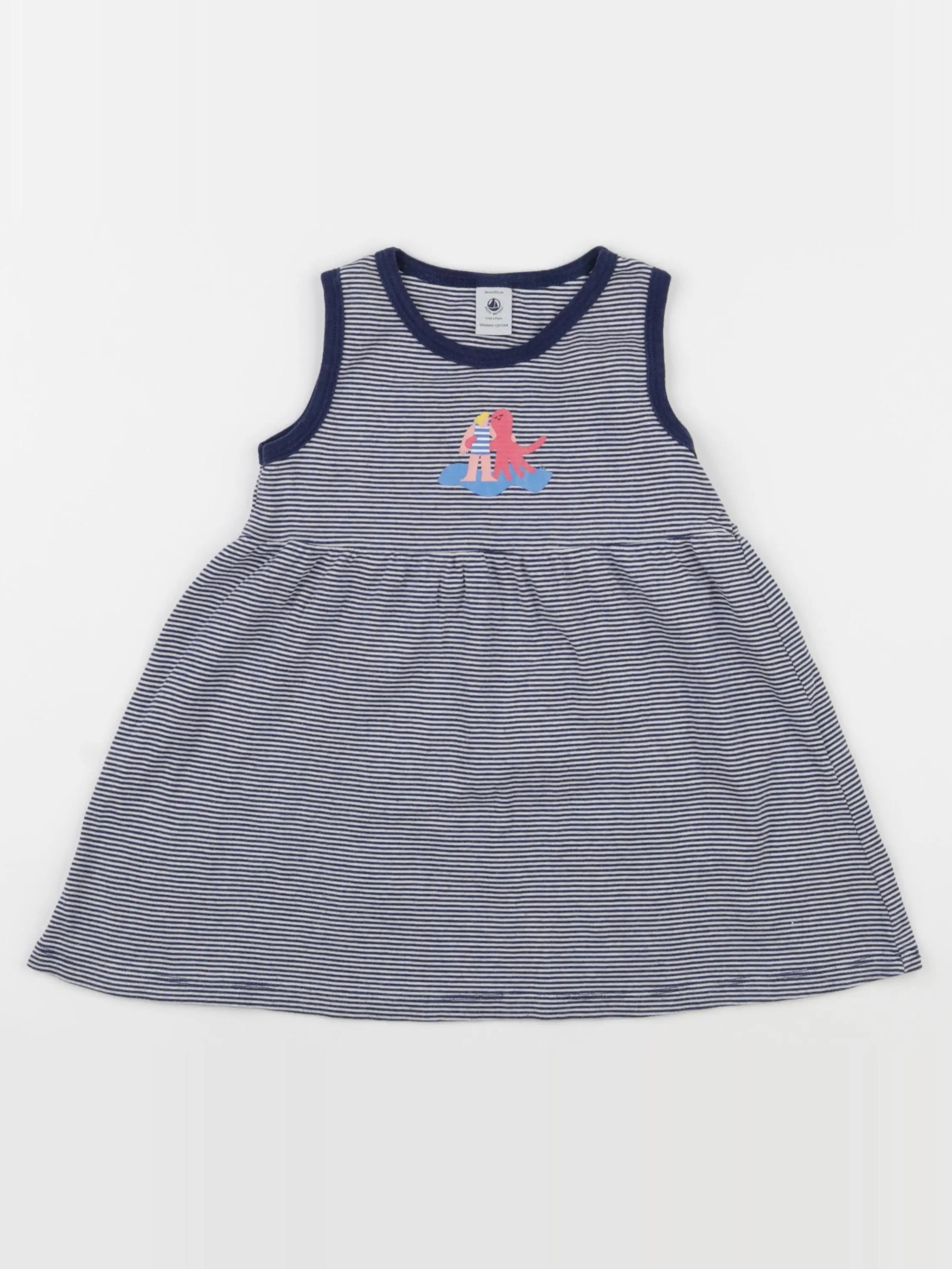 Petit Bateau - robe blanc, bleu - 36 mois
