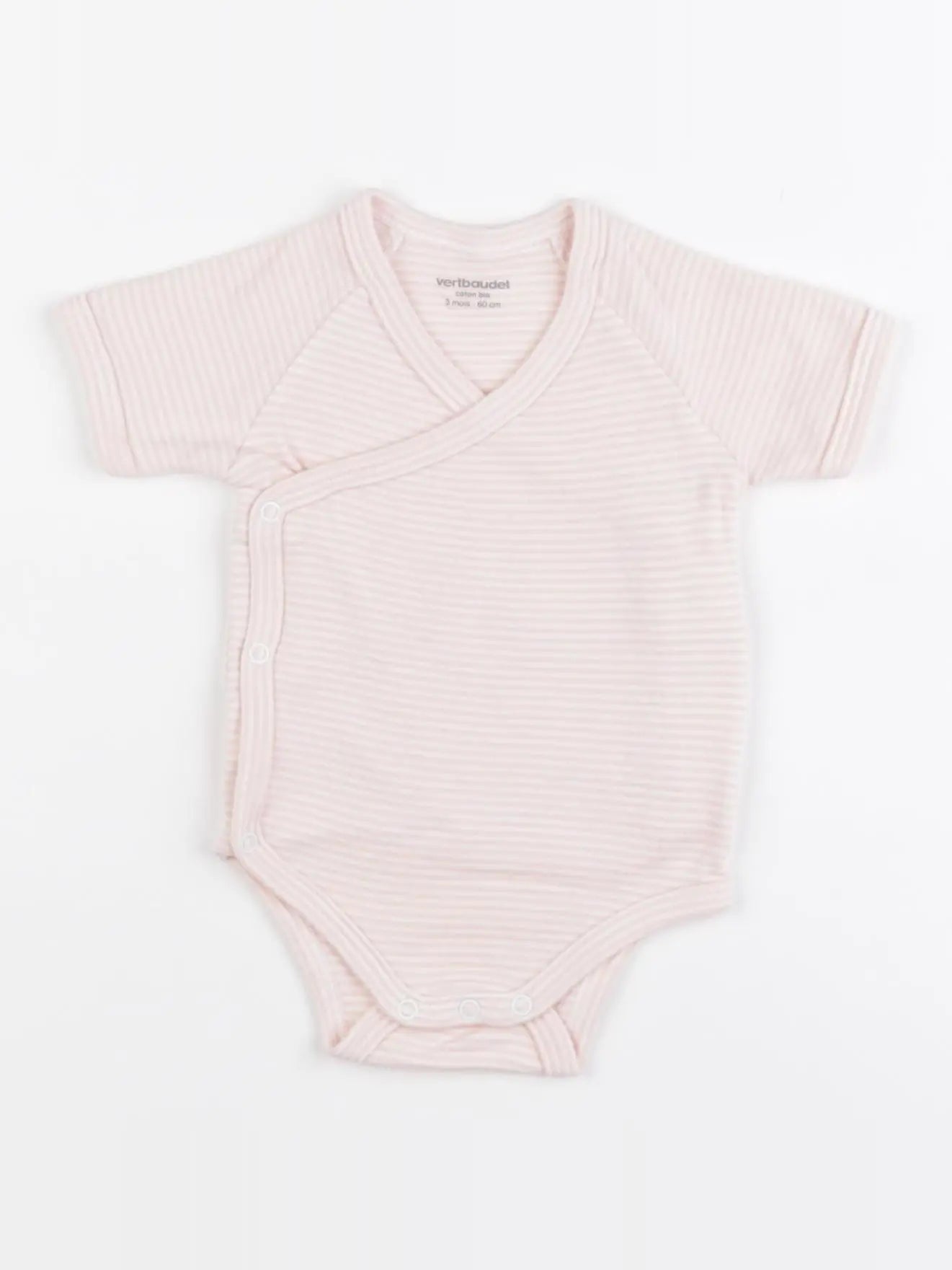 Vertbaudet - body rose, blanc - 3 mois