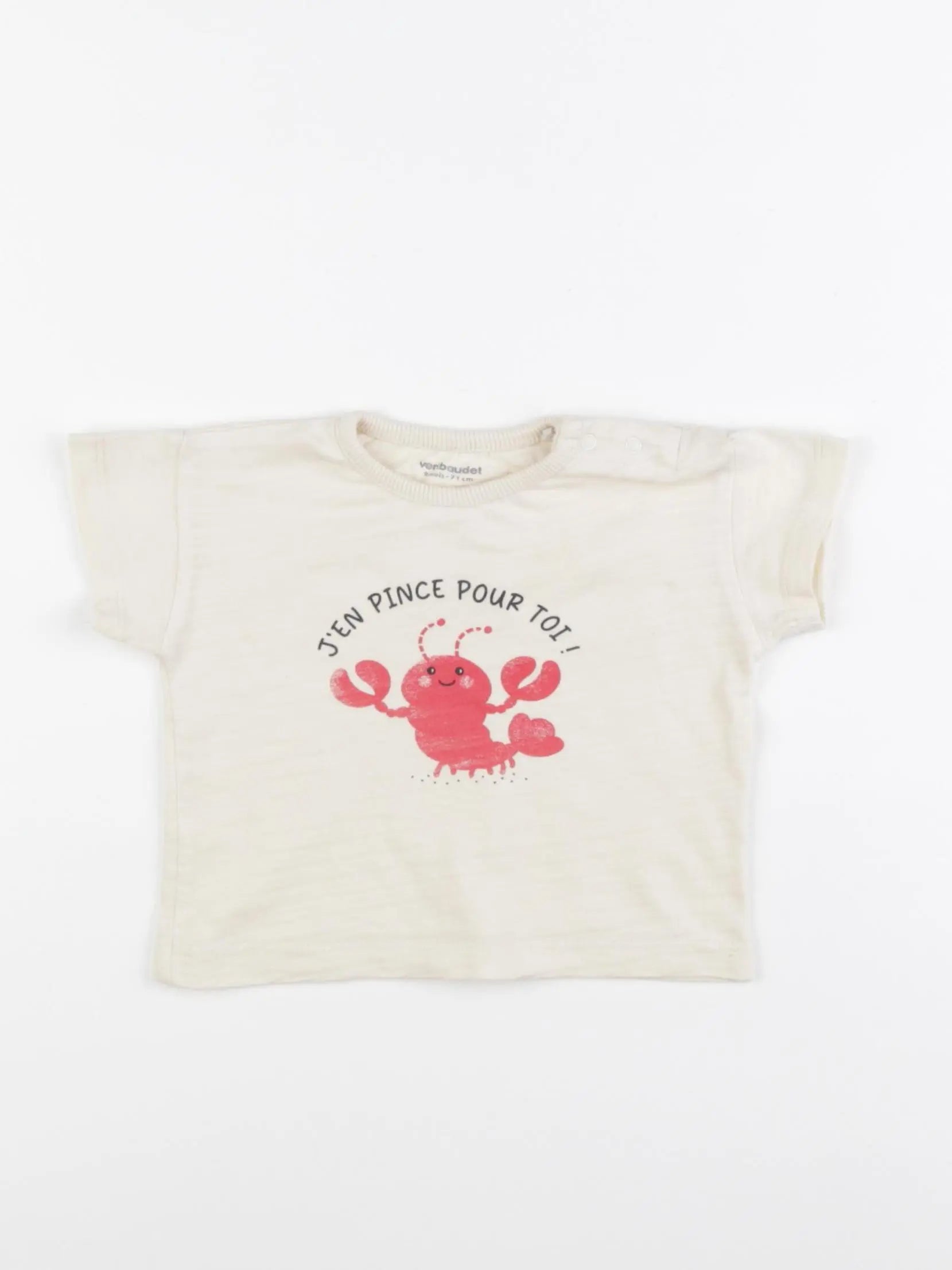 Vertbaudet - tee-shirt beige - 9 mois