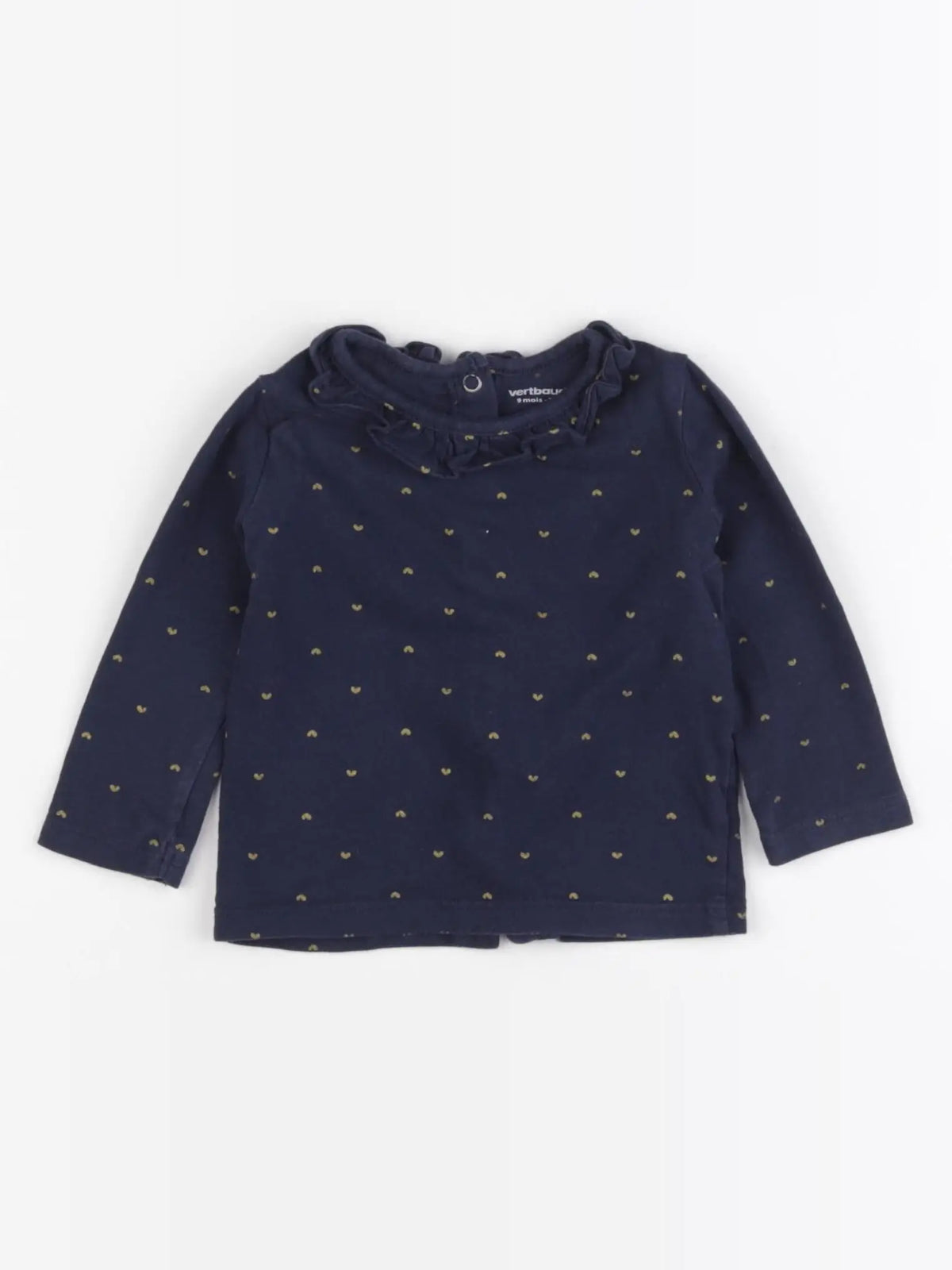 Vertbaudet - tee-shirt bleu, or - 9 mois