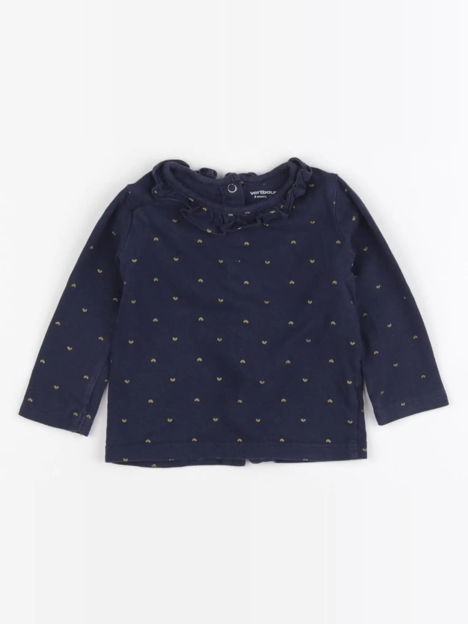 Vertbaudet - tee-shirt bleu, or - 9 mois