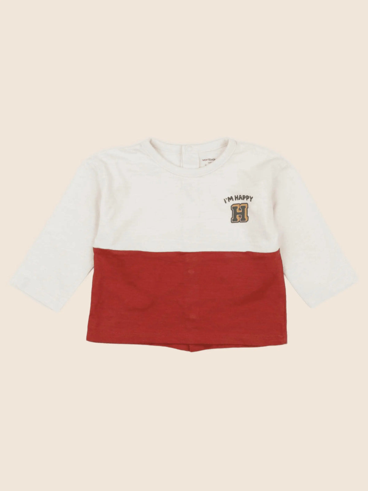 Vertbaudet - tee-shirt beige, rouge - 9 mois