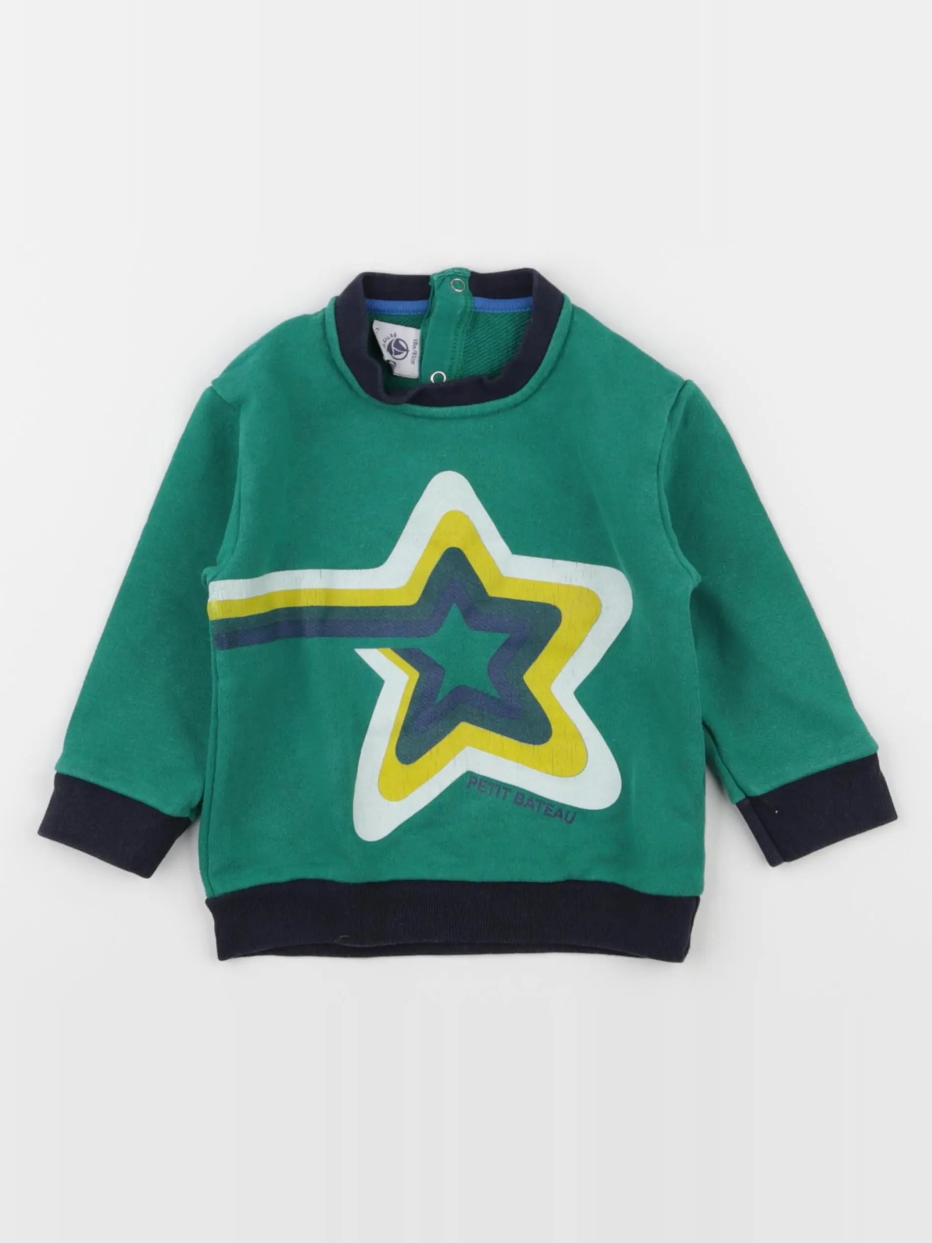 Petit Bateau - sweat vert - 18 mois