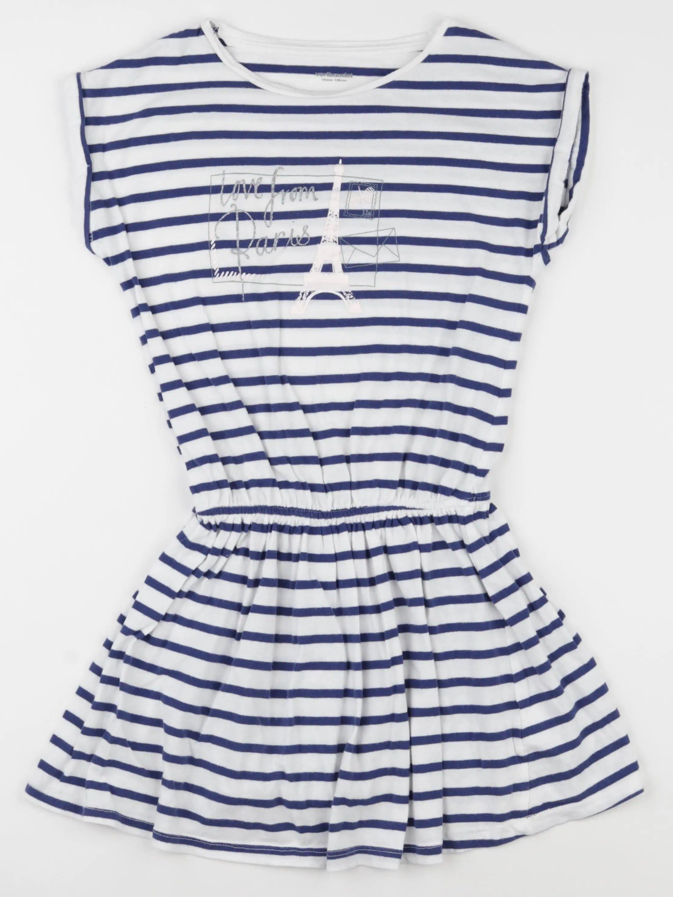 Vertbaudet - robe blanc, bleu - 10 ans