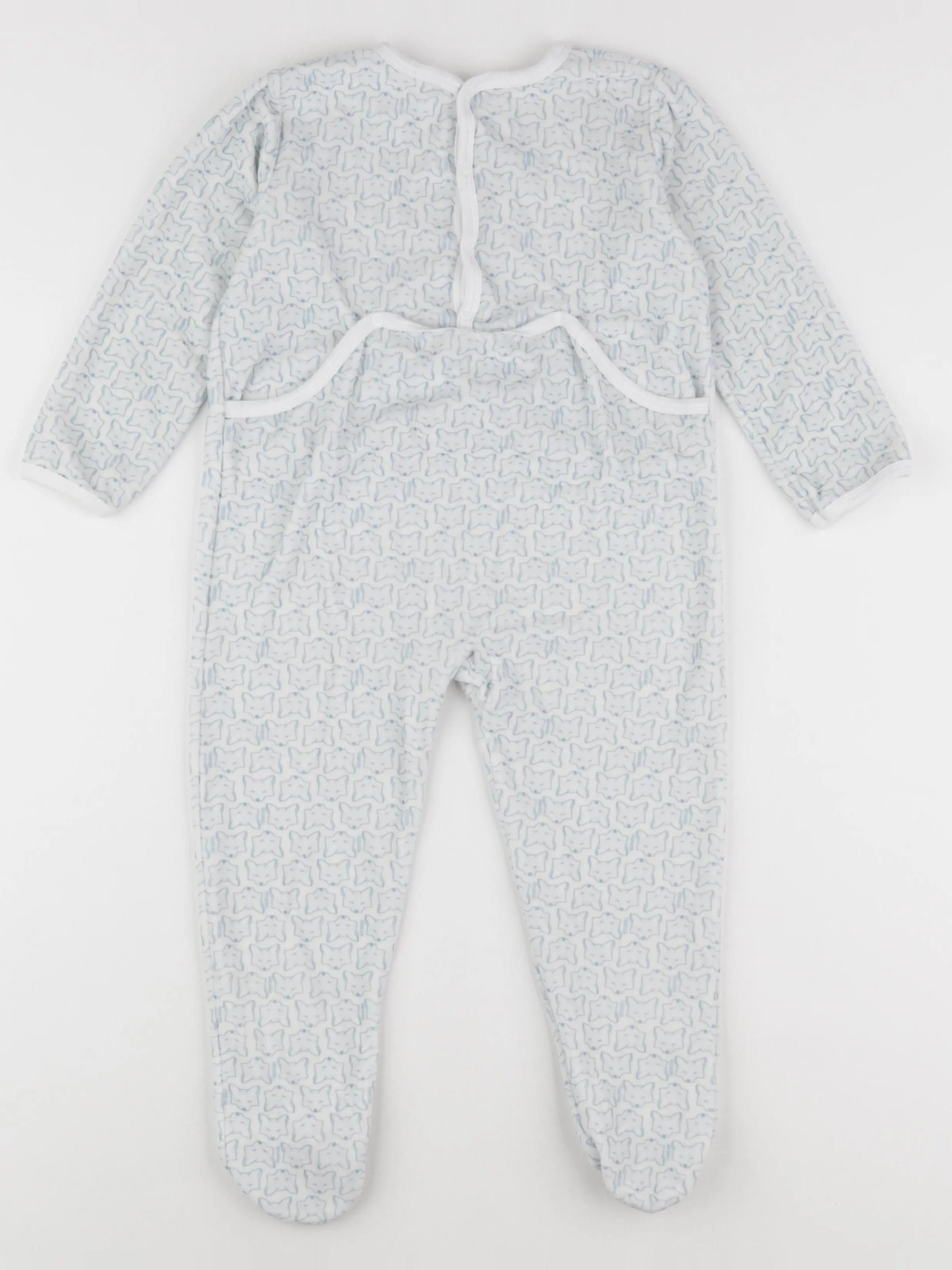 Petit Bateau - pyjama velours bleu, blanc - 36 mois