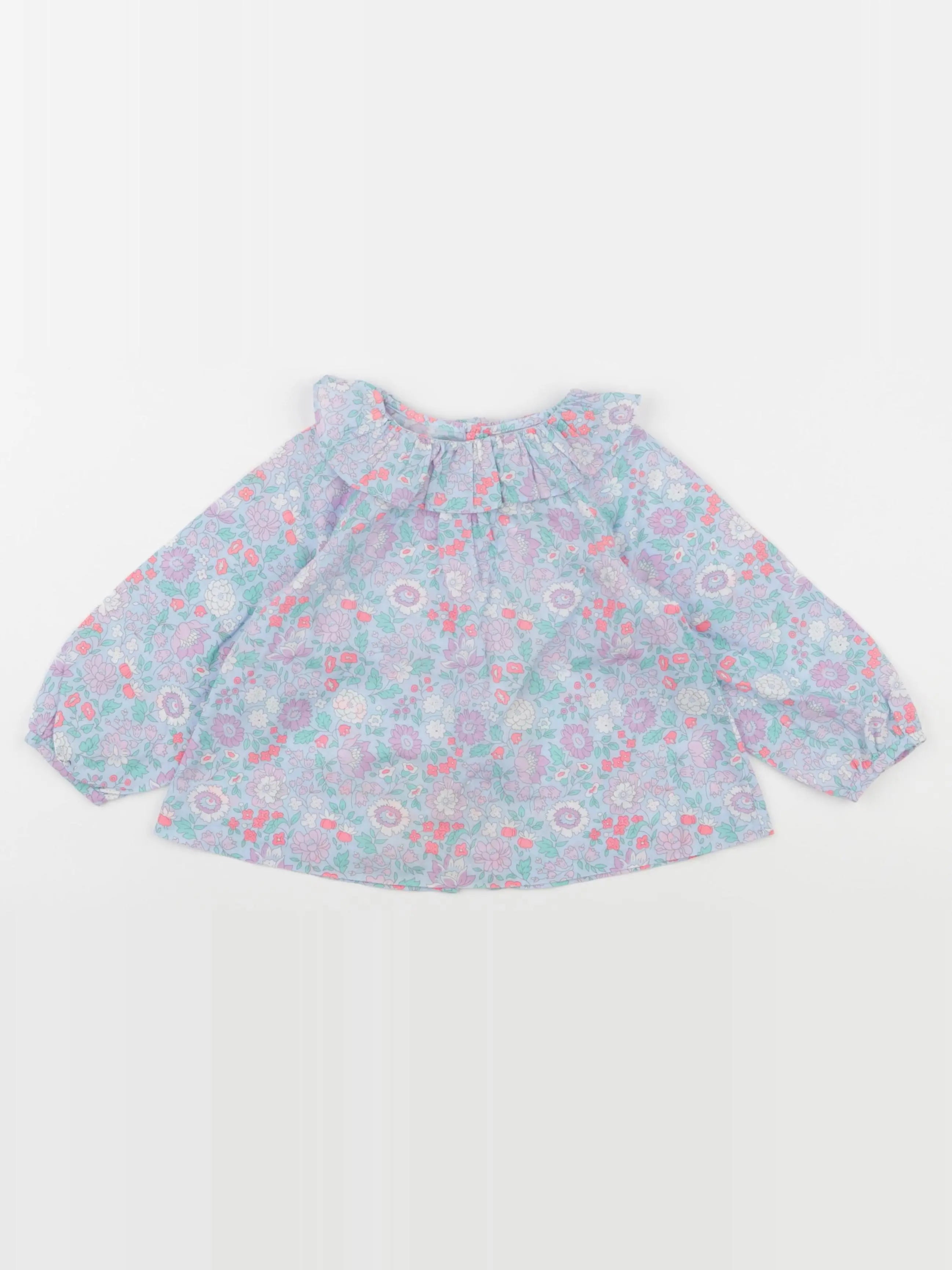 Jacadi - blouse liberty bleu, rose, violet - 24 mois