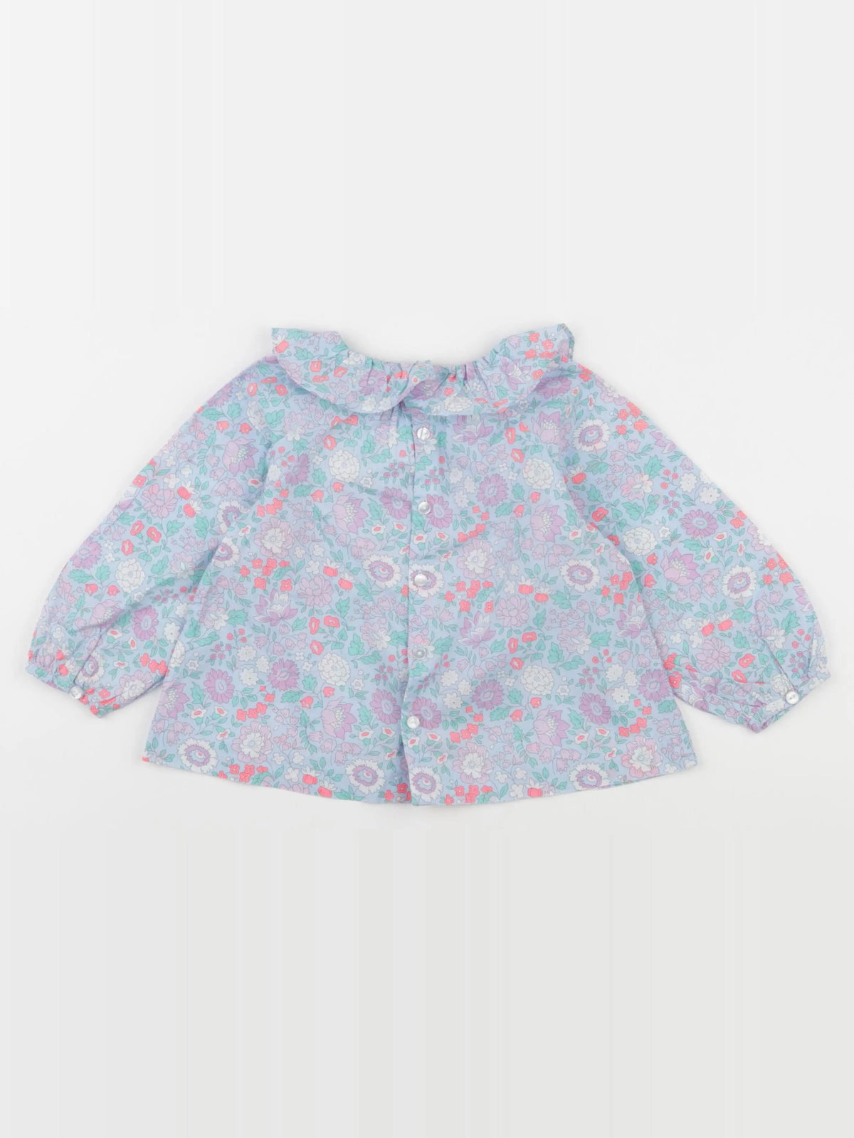Jacadi - blouse liberty bleu, rose, violet - 24 mois