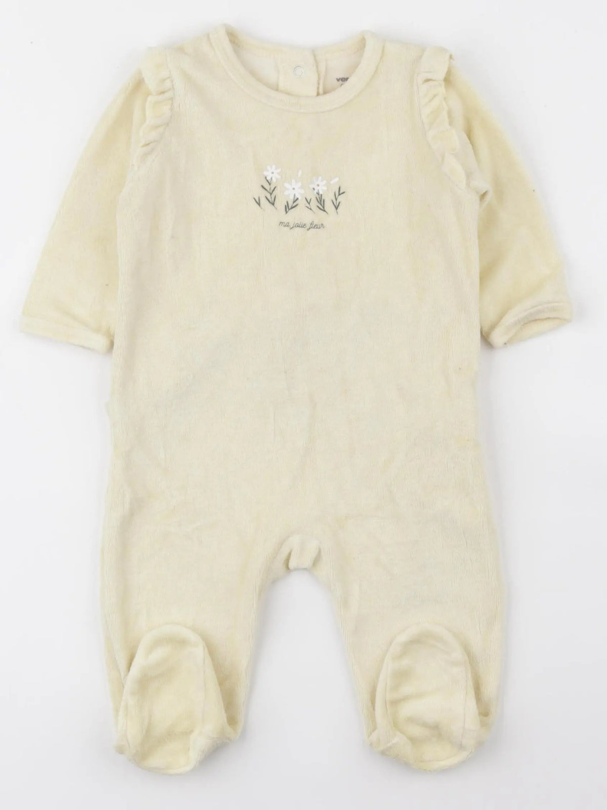 Vertbaudet - pyjama velours jaune - 6 mois