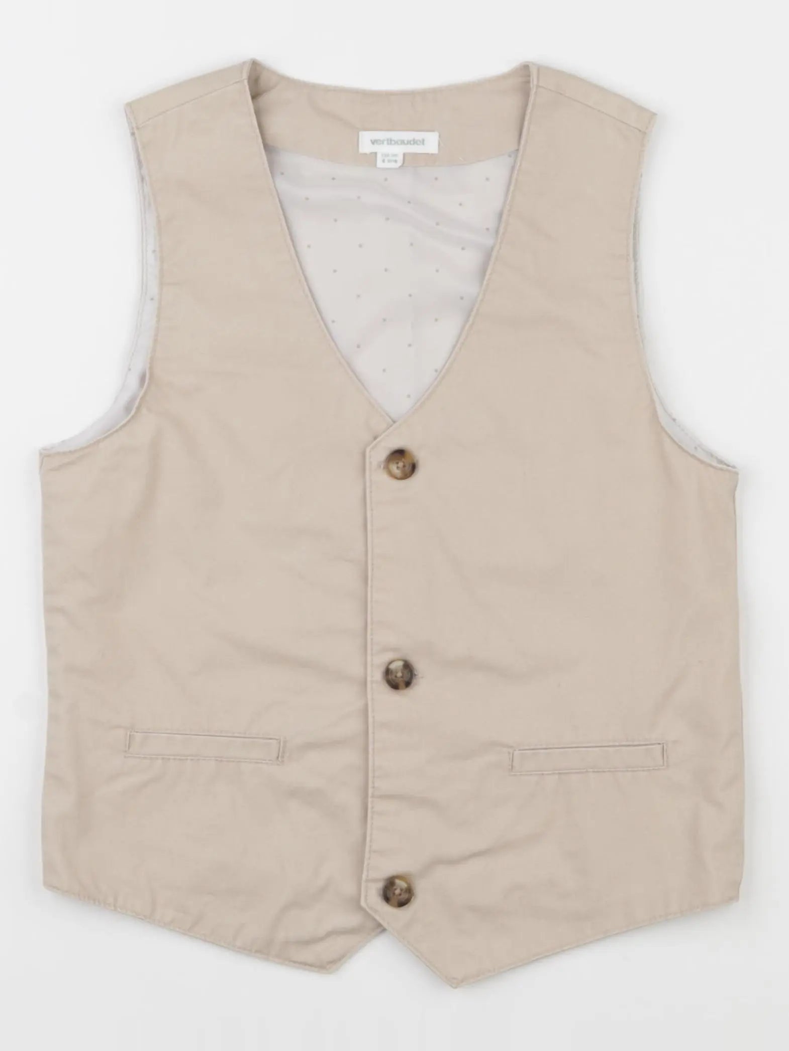 Vertbaudet - gilet beige - 8 ans