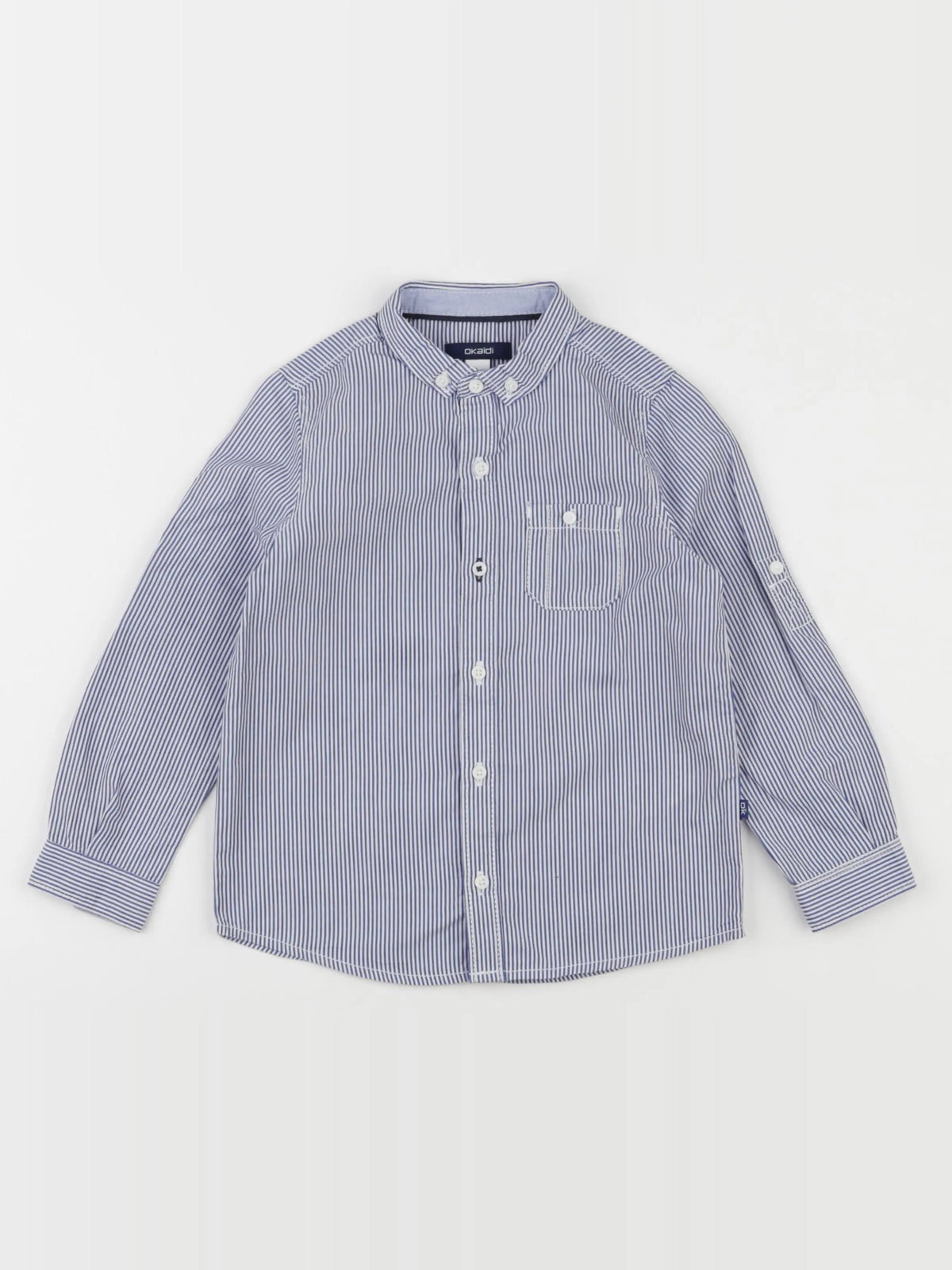 Okaidi - chemise bleu, blanc - 3 ans