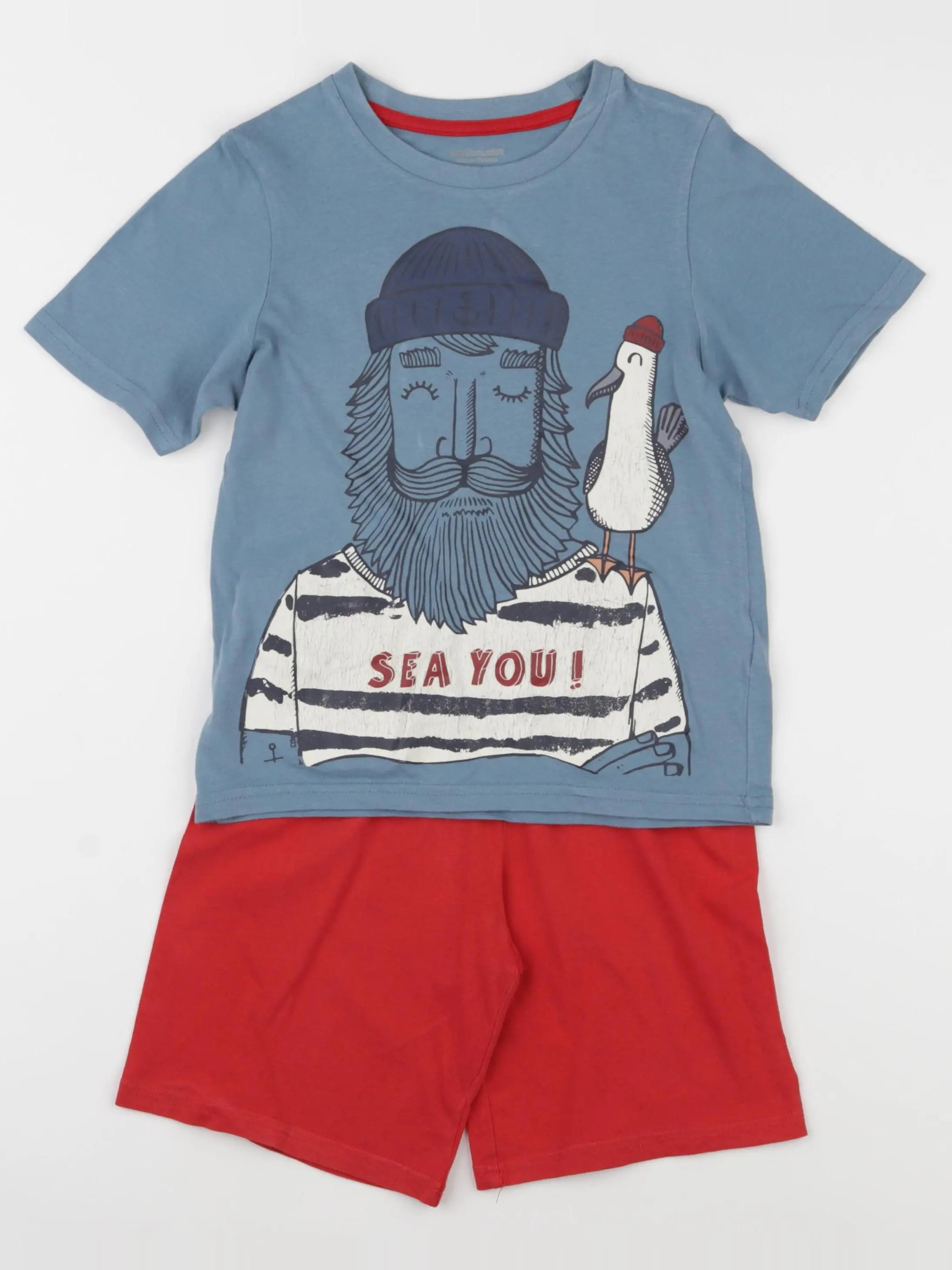 Vertbaudet - pyjama coton bleu, rouge - 6 ans