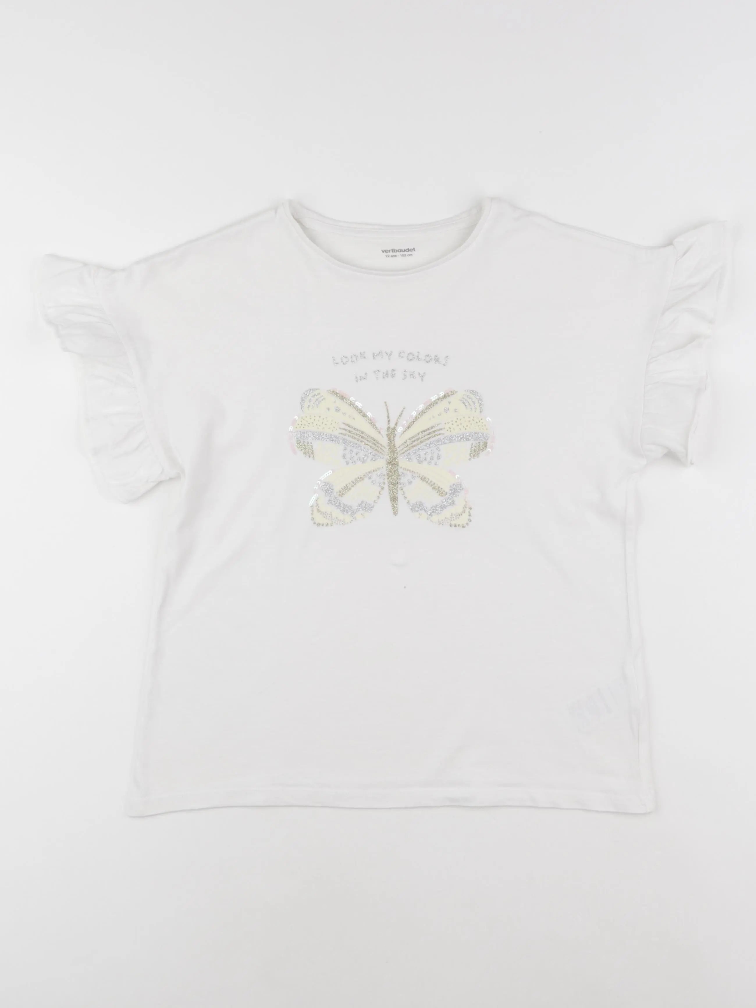 Vertbaudet - tee-shirt blanc, or - 12 ans