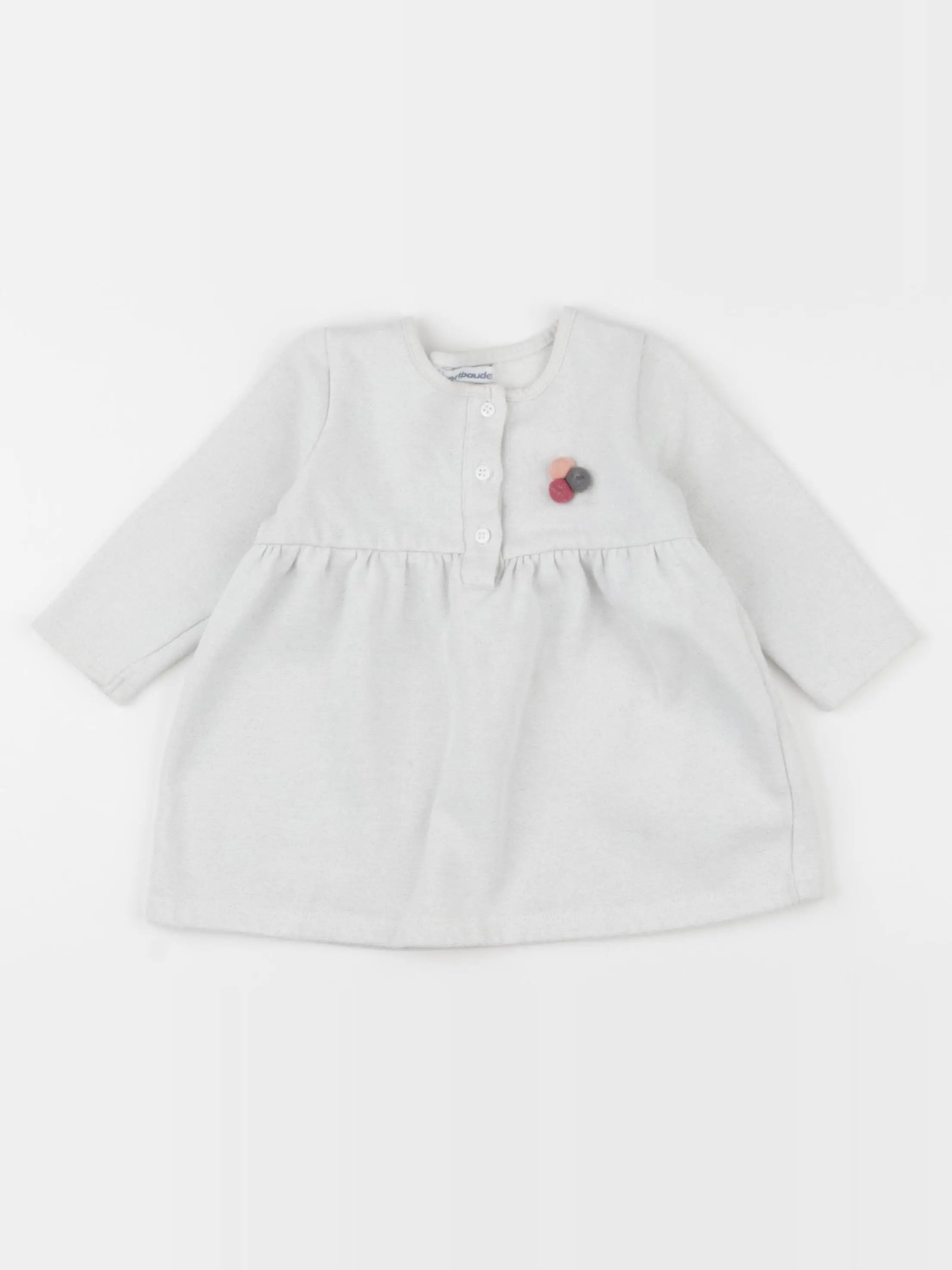 Vertbaudet - robe beige, argent - 12 mois