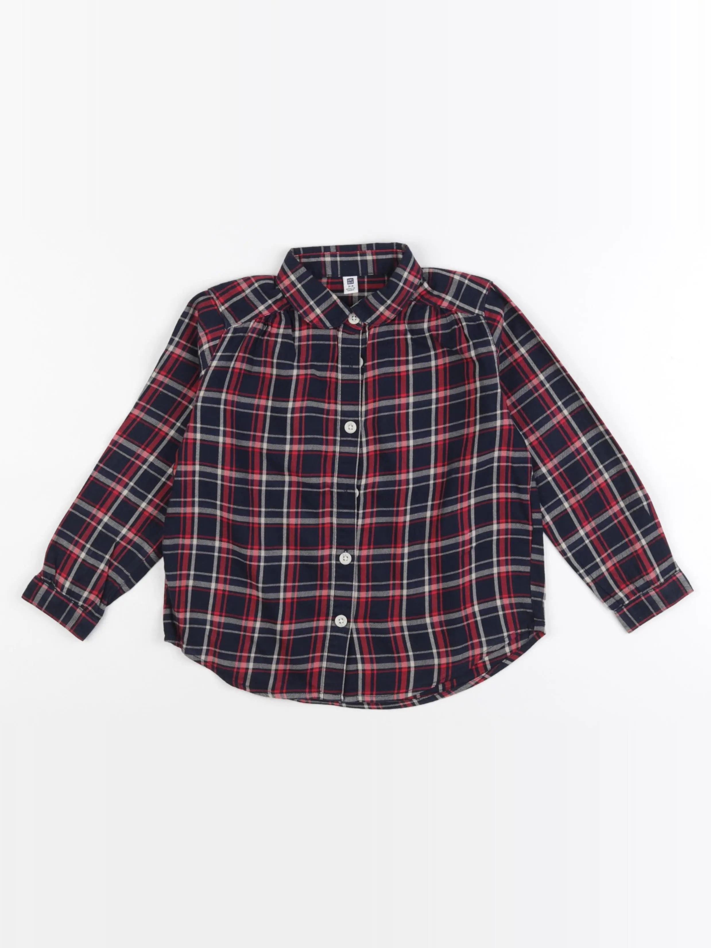 Uniqlo - blouse rouge, bleu - 3/4 ans