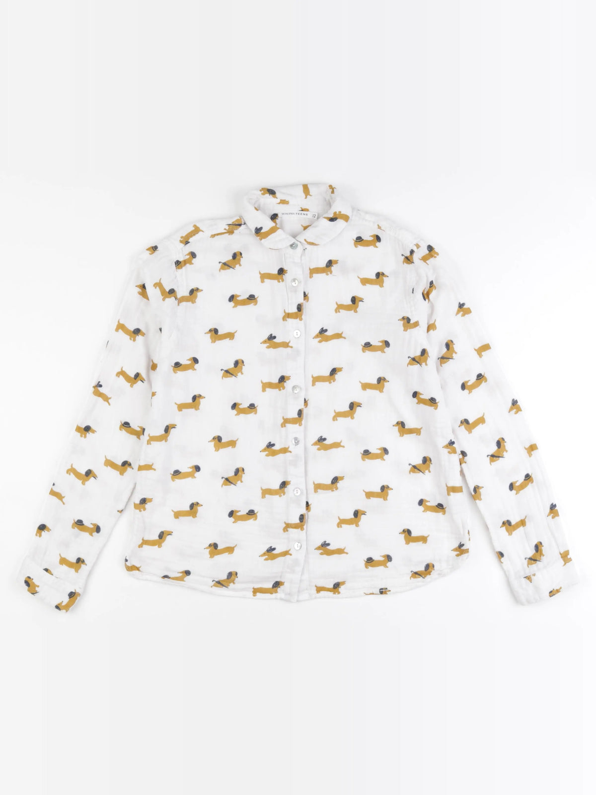 Monoprix - blouse blanc, marron - 12 ans