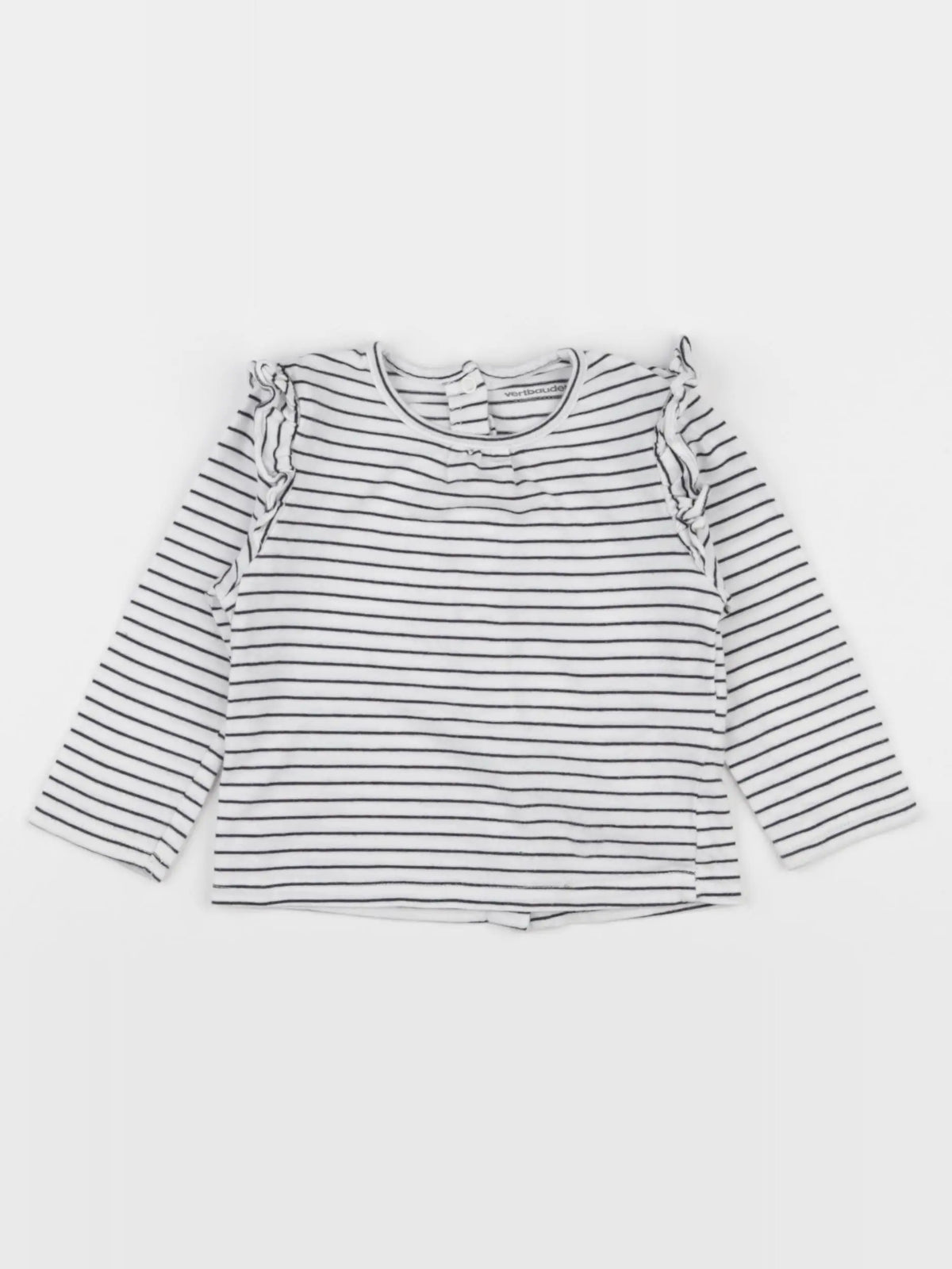 Vertbaudet - tee-shirt blanc, bleu - 9 mois
