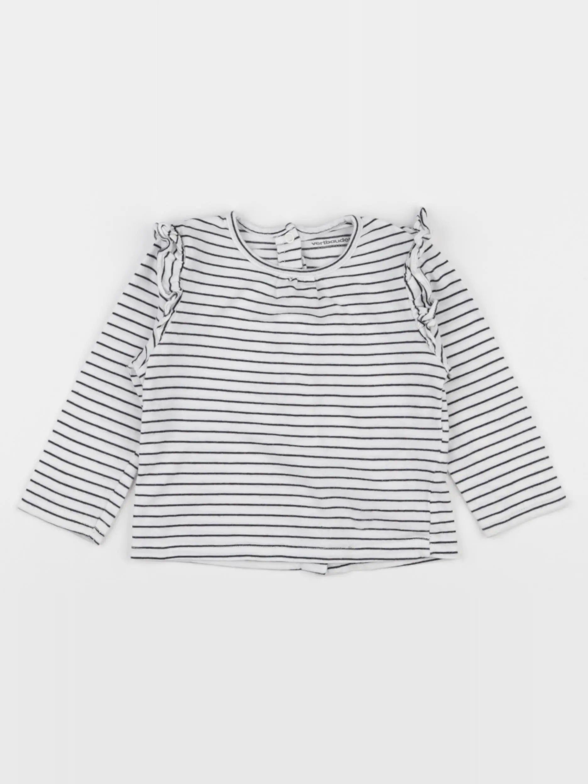 Vertbaudet - tee-shirt blanc, bleu - 9 mois