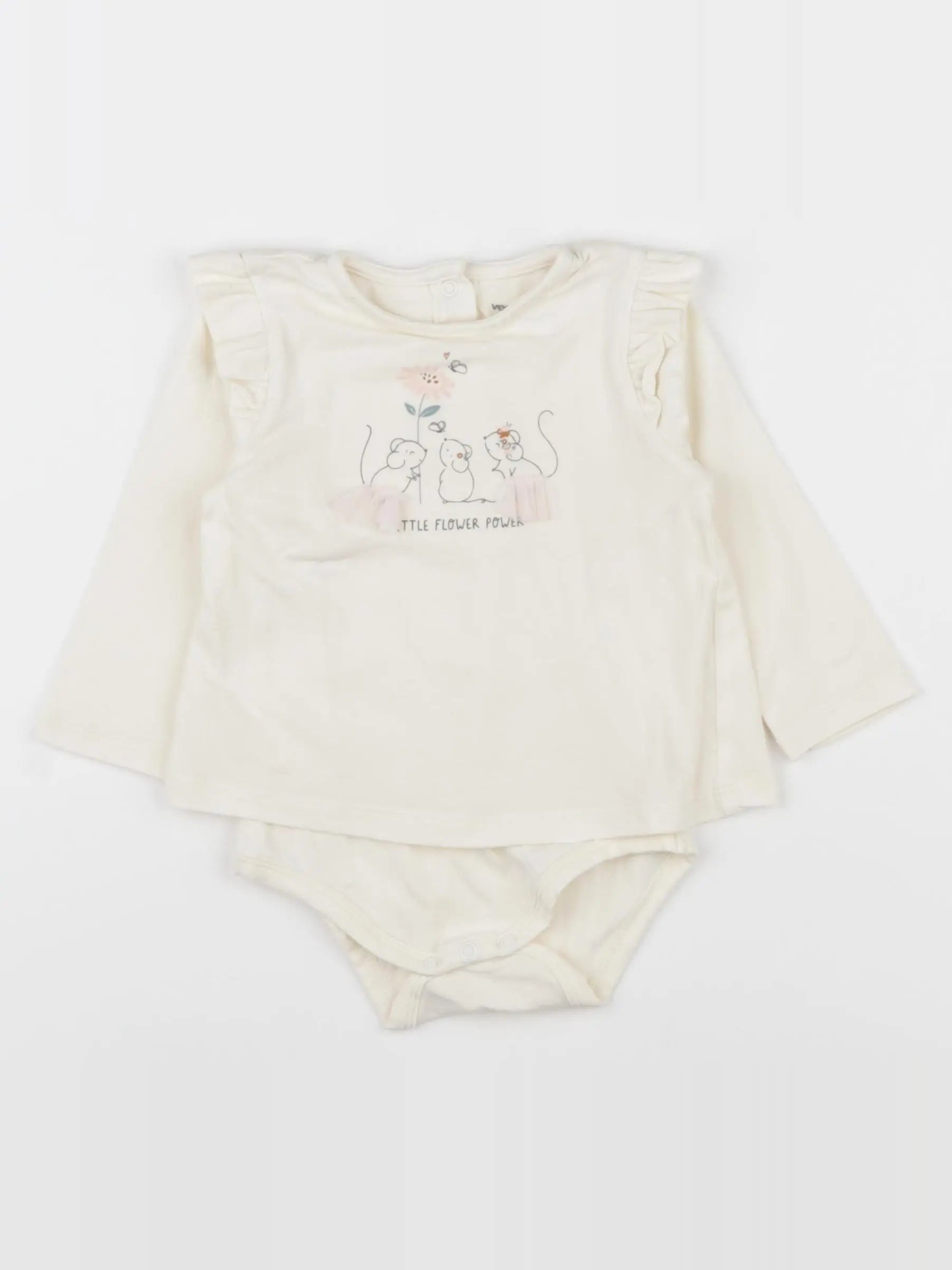 Vertbaudet - body tee-shirt beige - 9 mois