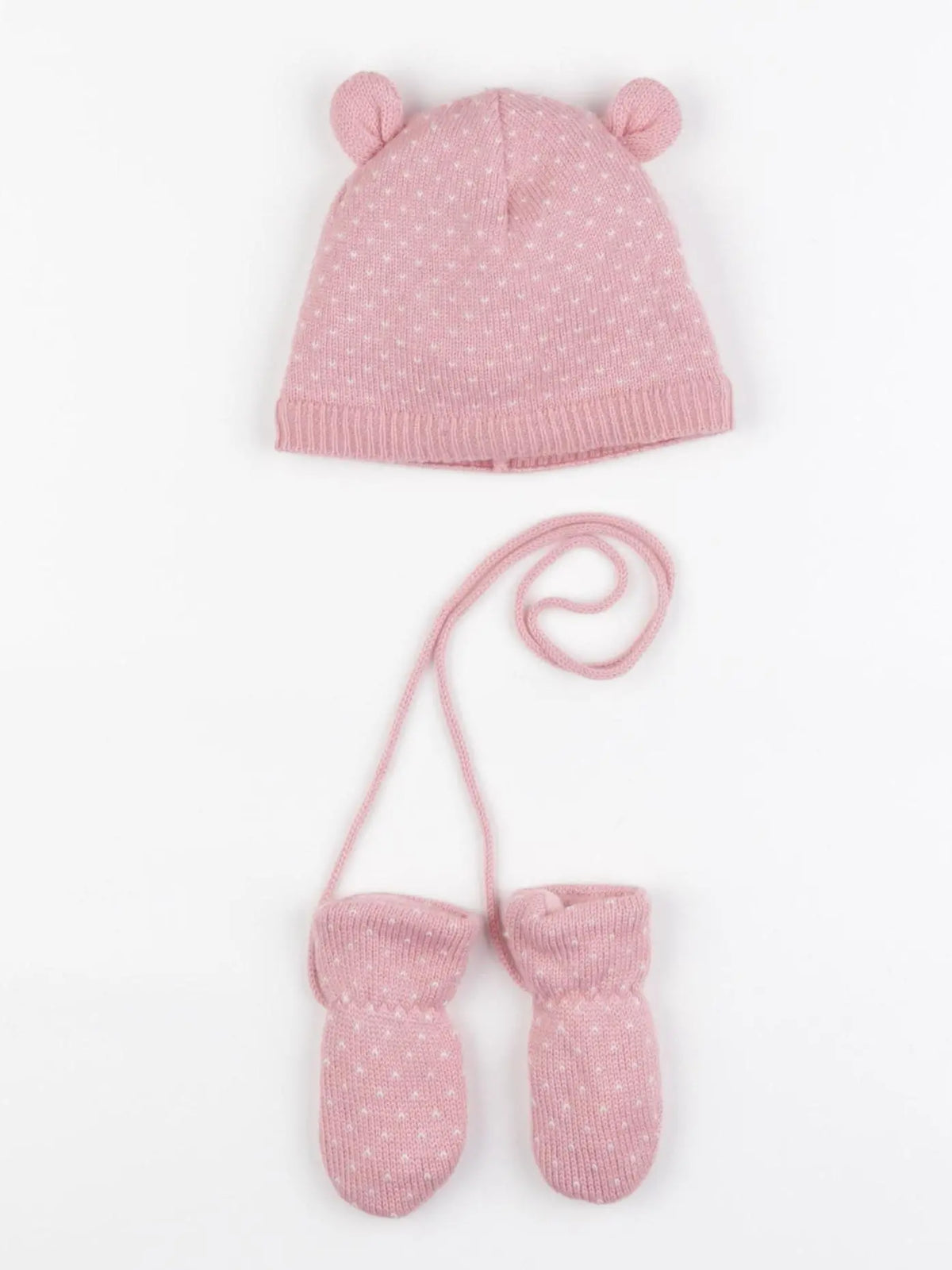 Petit Bateau - ensemble bonnet/moufles rose - 3/6 mois