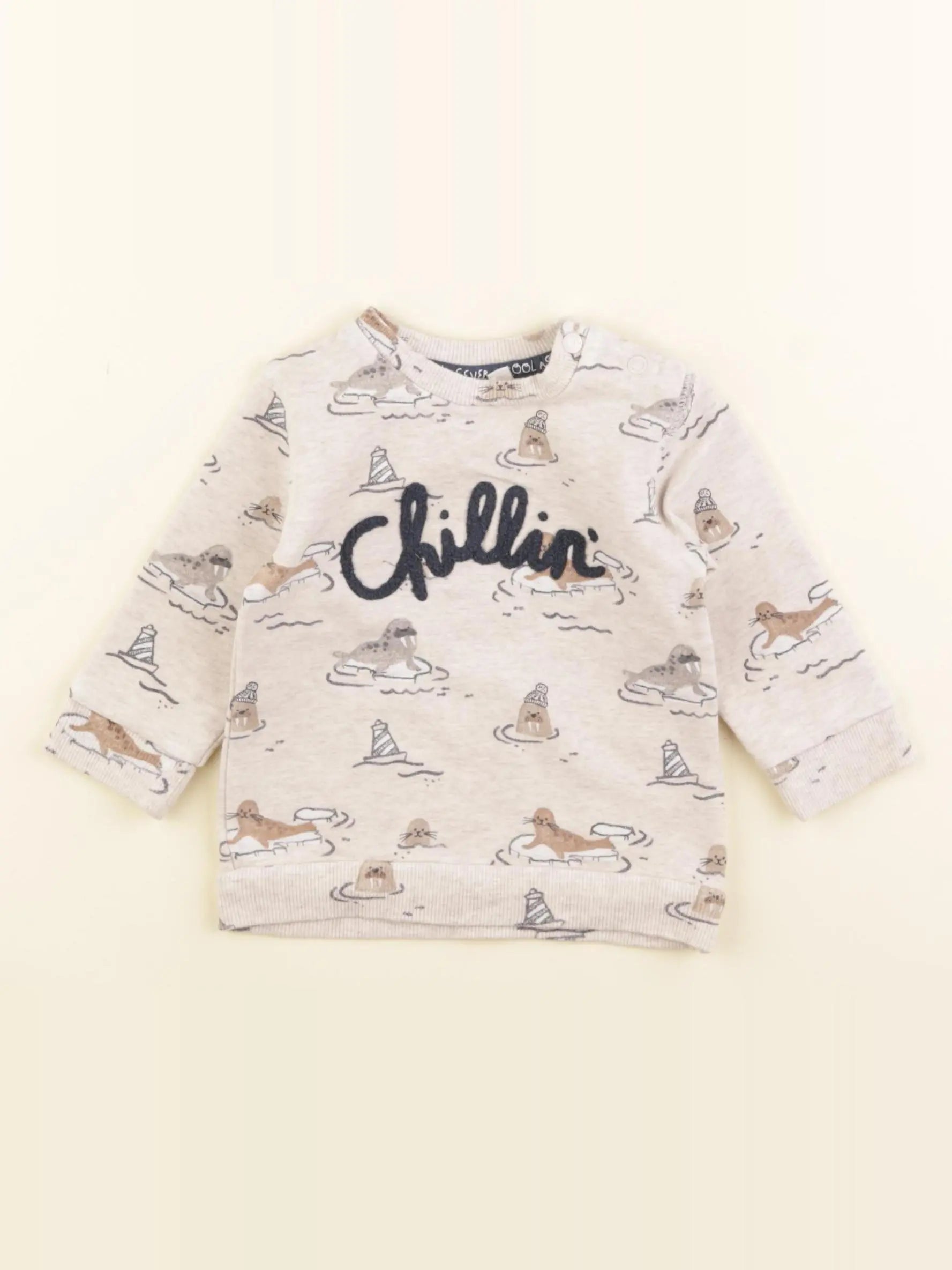 Feetje - sweat beige, bleu - 6 mois