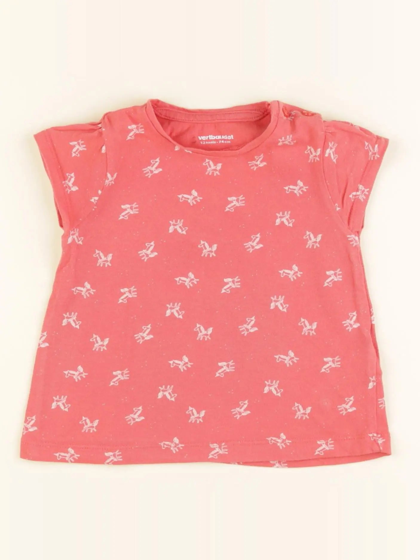Vertbaudet - tee-shirt rouge - 12 mois