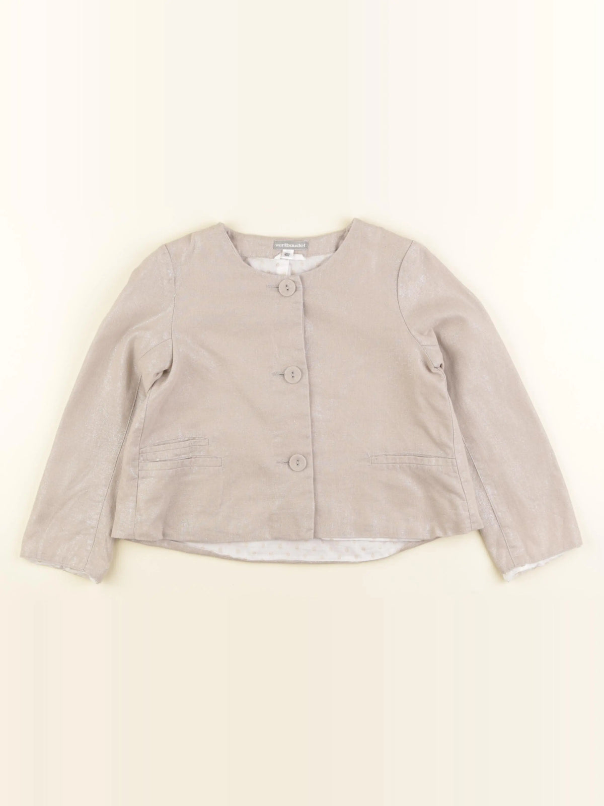 Vertbaudet - veste beige, argent - 8 ans