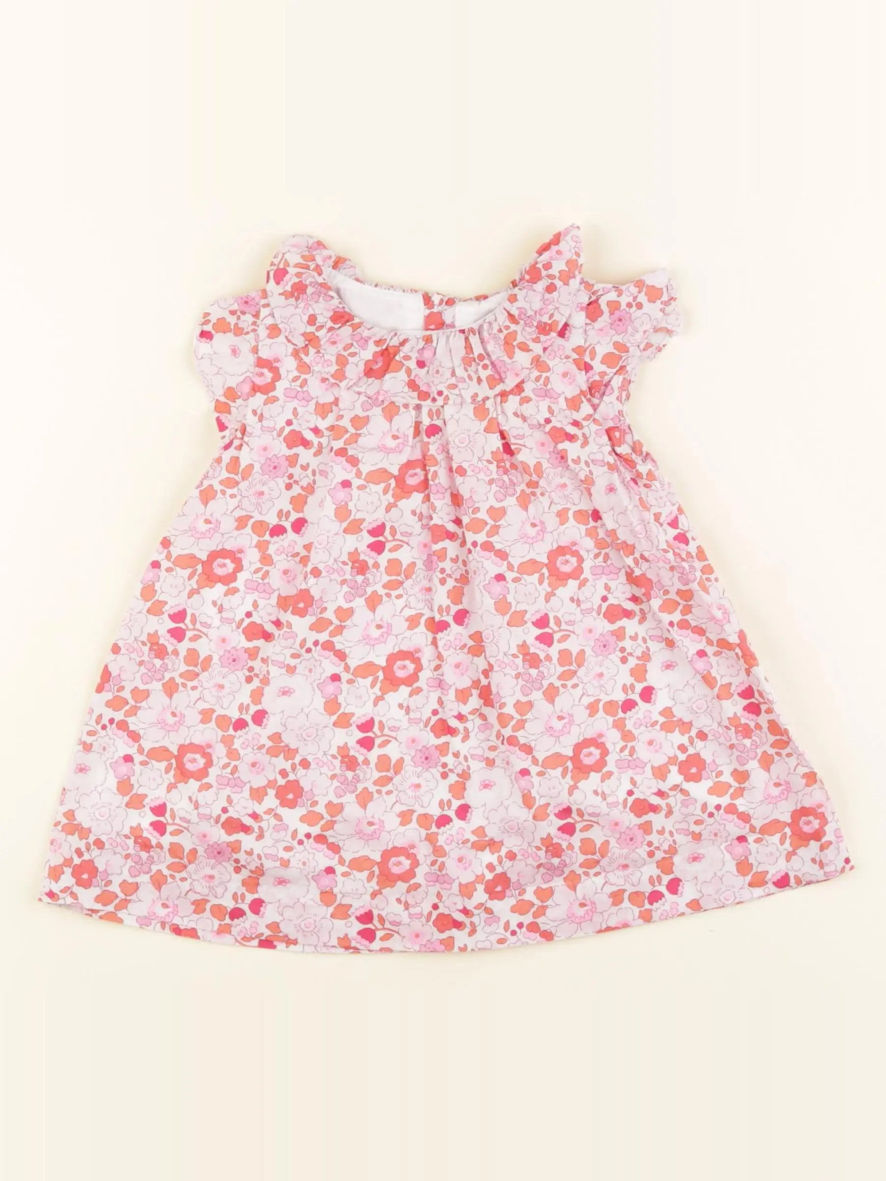Jacadi - robe liberty rose, orange - 6 mois