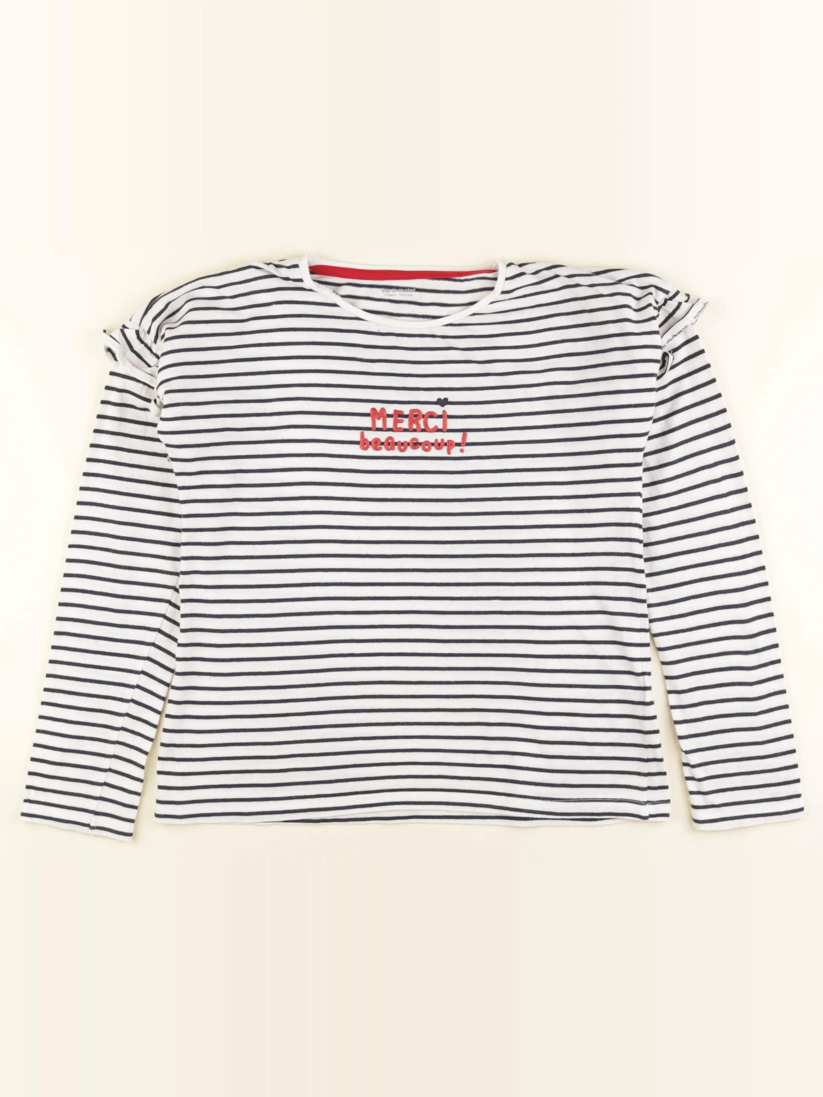 Vertbaudet - tee-shirt blanc, bleu - 12 ans