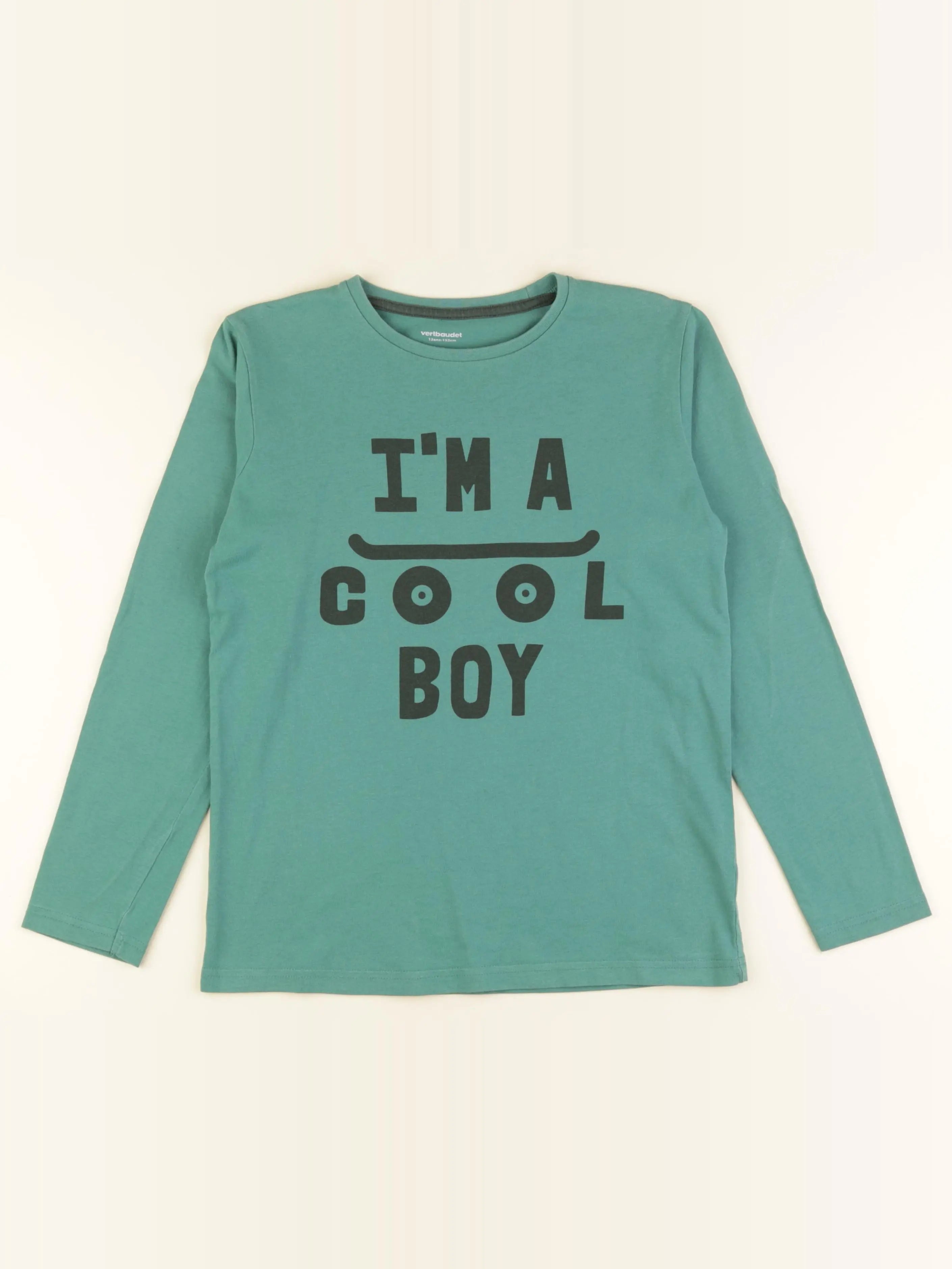 Vertbaudet - tee-shirt imprimé au dos vert - 12 ans