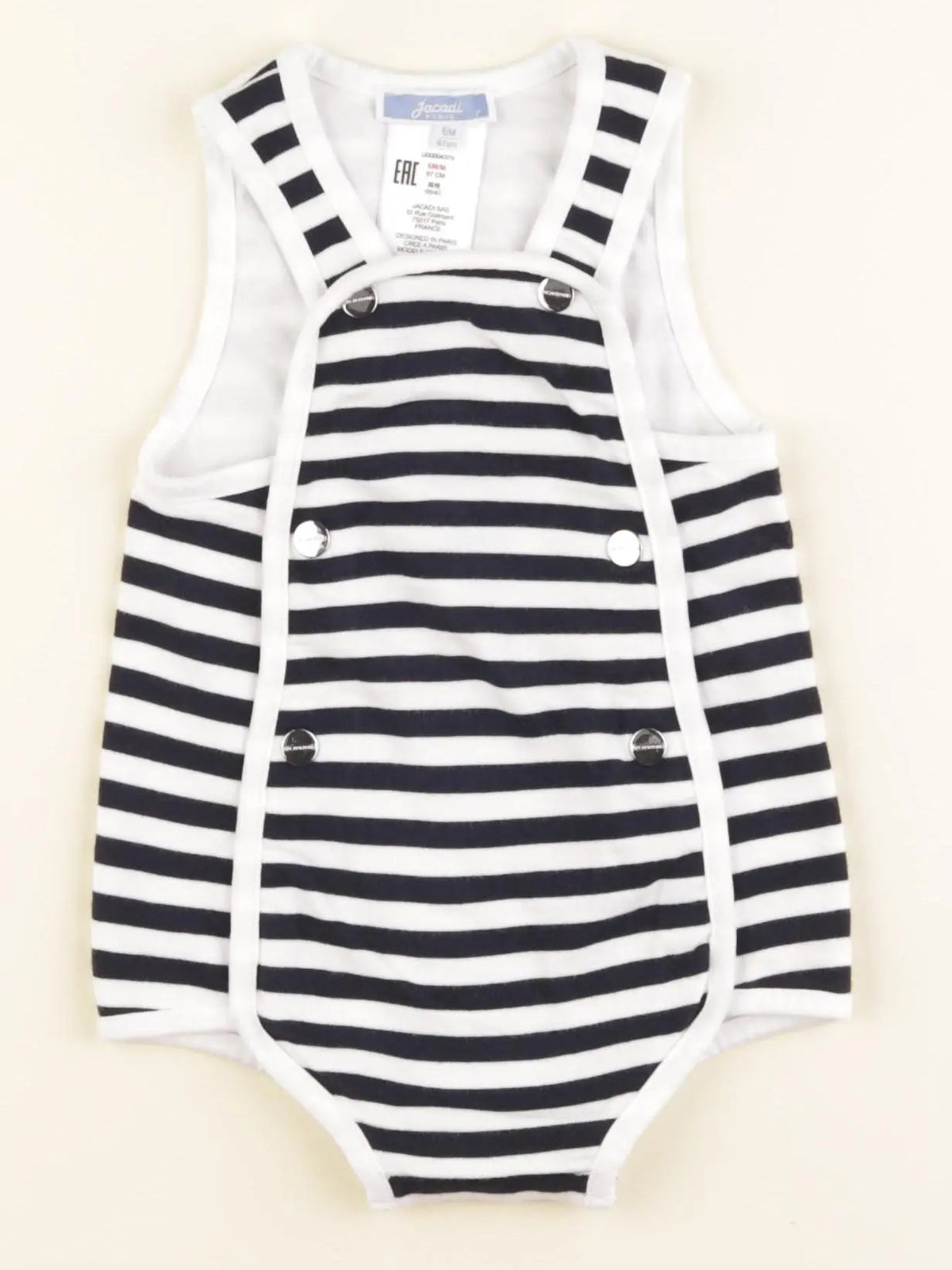Jacadi - salopette blanc, bleu - 6 mois