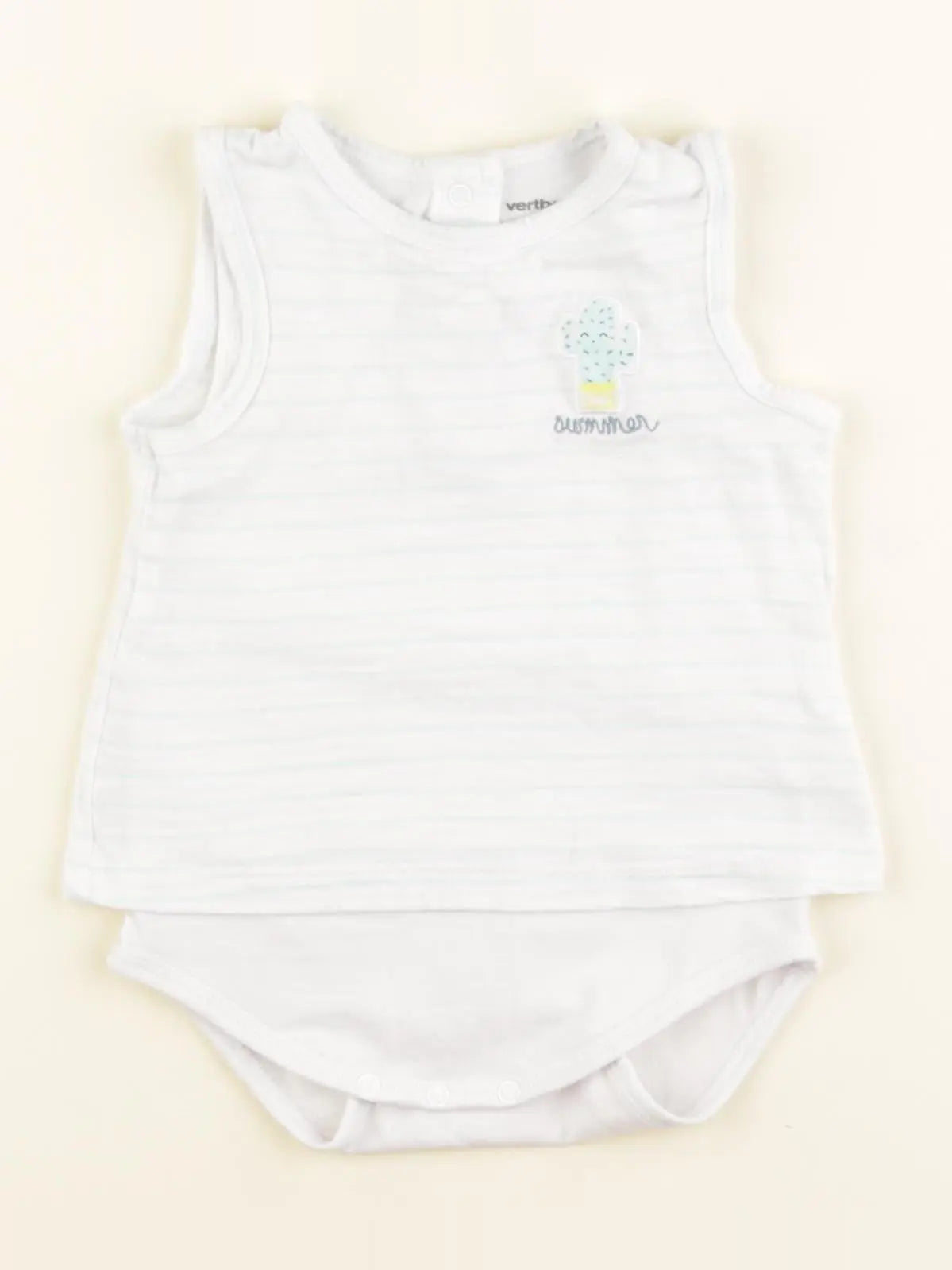 Vertbaudet - body débardeur blanc, vert - 6 mois