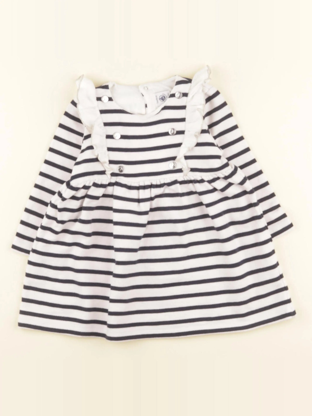 Petit Bateau - robe blanc, bleu - 24 mois
