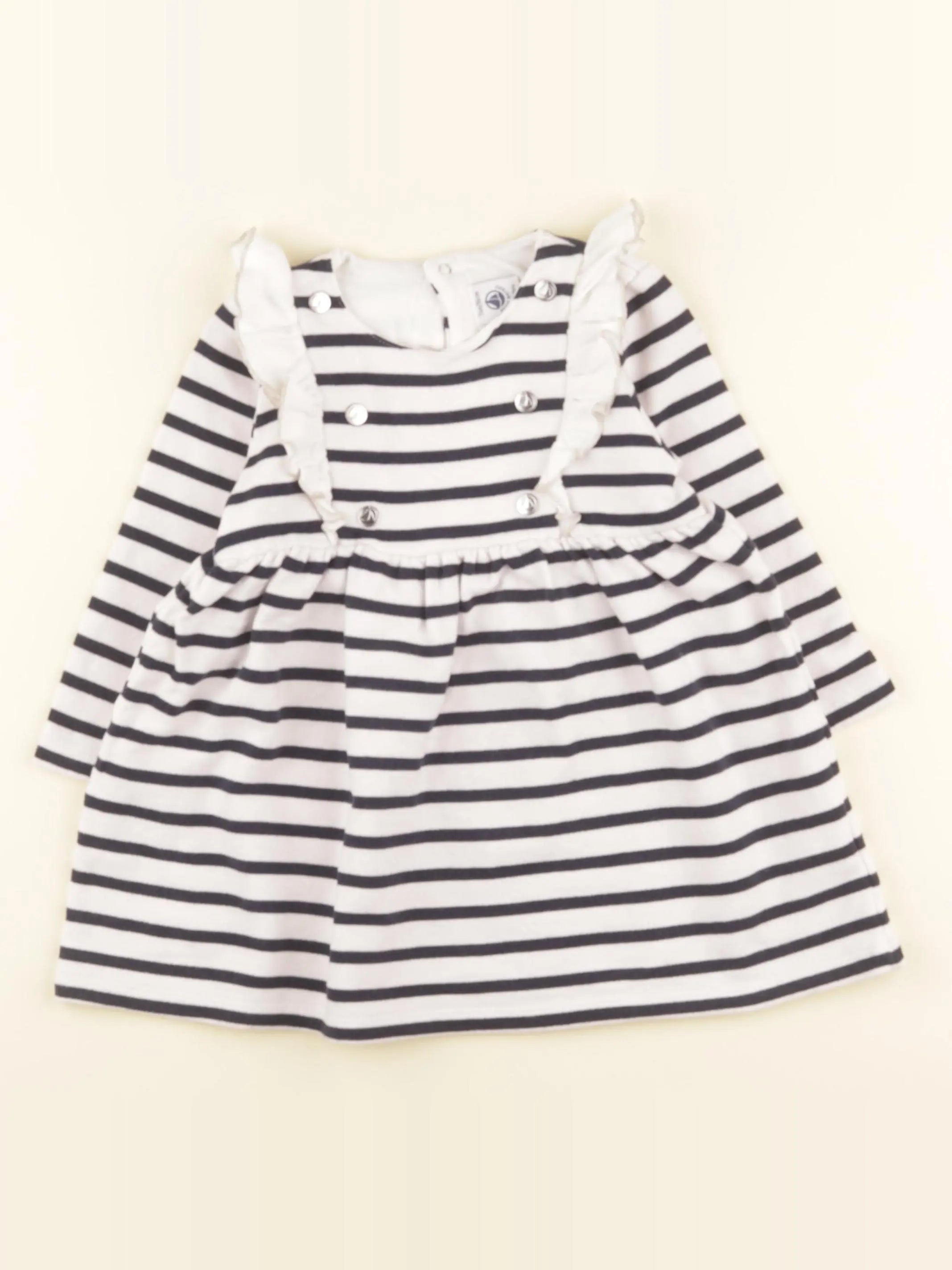 Petit Bateau - robe blanc, bleu - 24 mois
