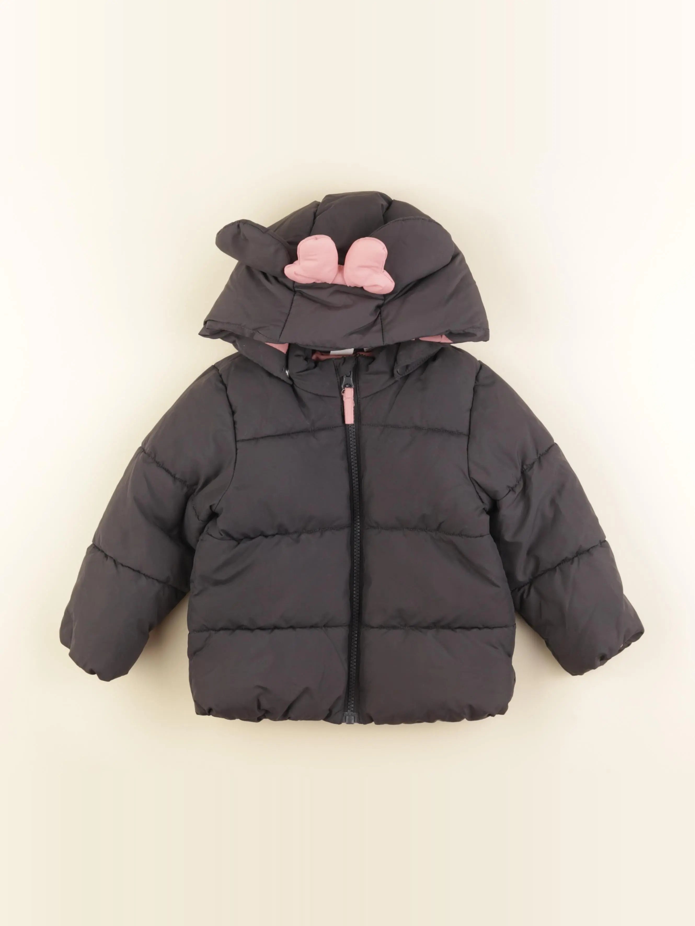 H&M - doudoune gris, rose - 12/18 mois