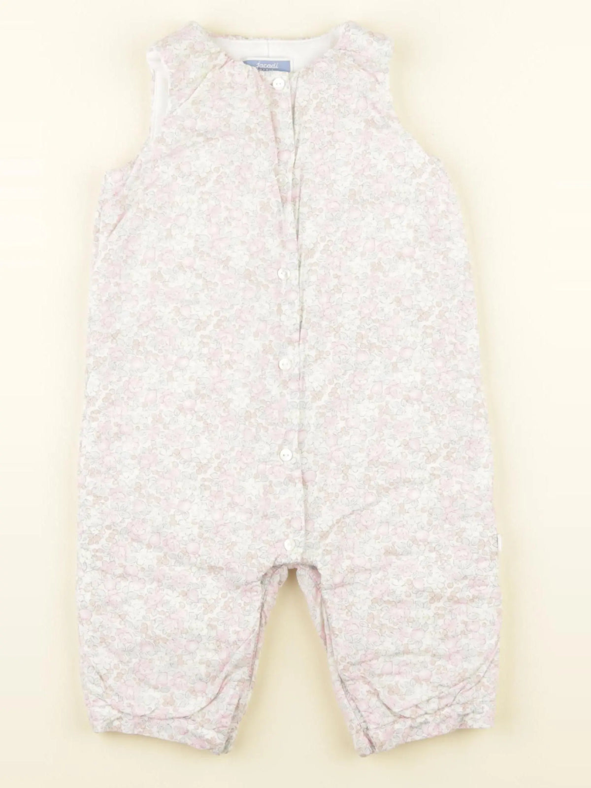 Jacadi - combinaison doublé, liberty blanc, rose - 6 mois