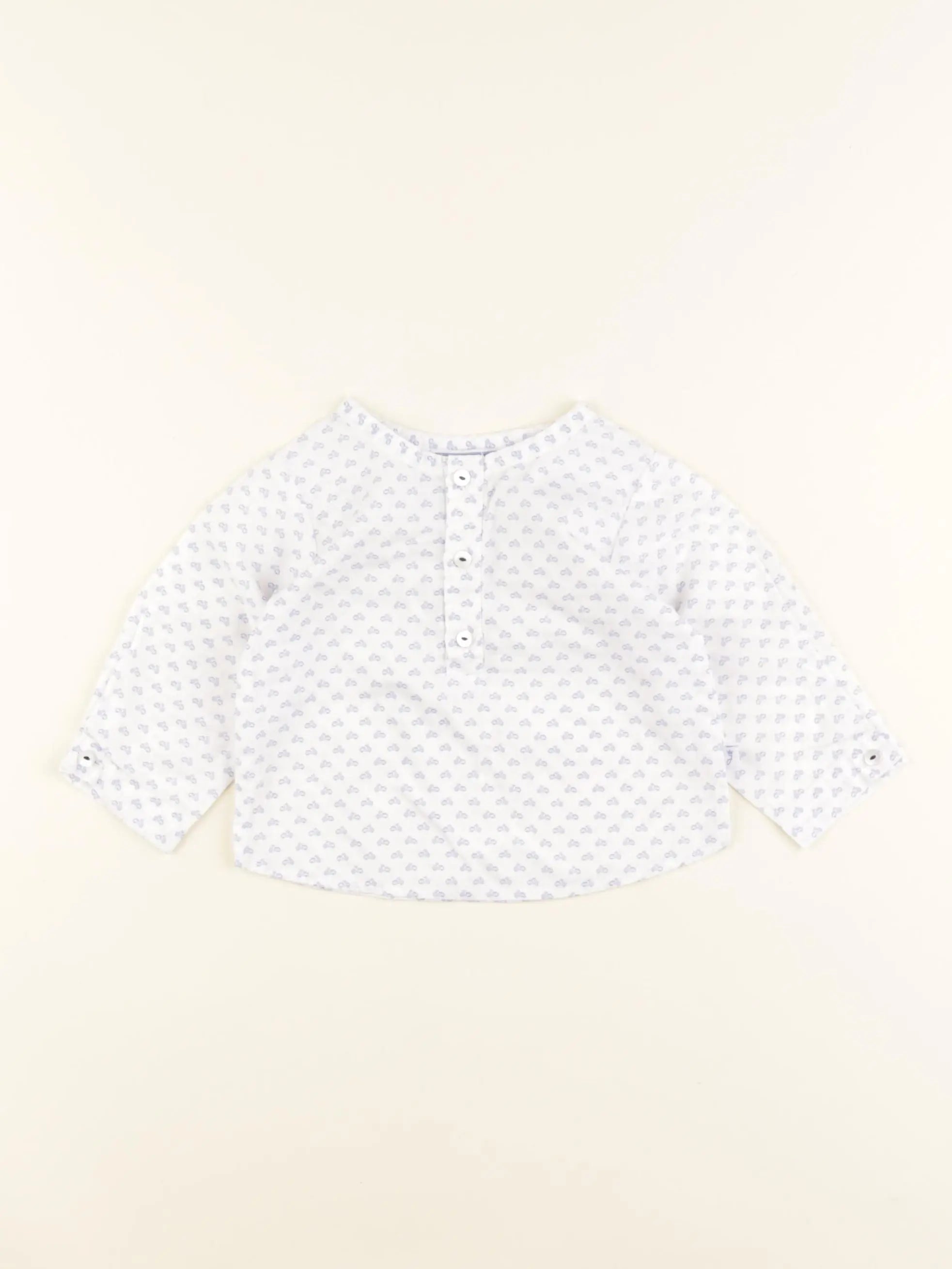 Jacadi - chemise blanc, bleu - 6 mois
