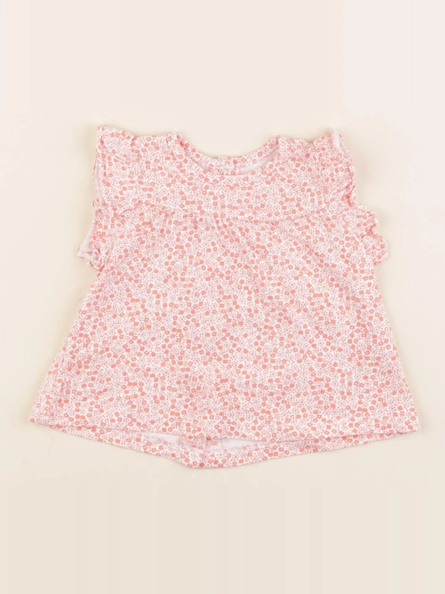 Vertbaudet - tee-shirt blanc, orange - 6 mois