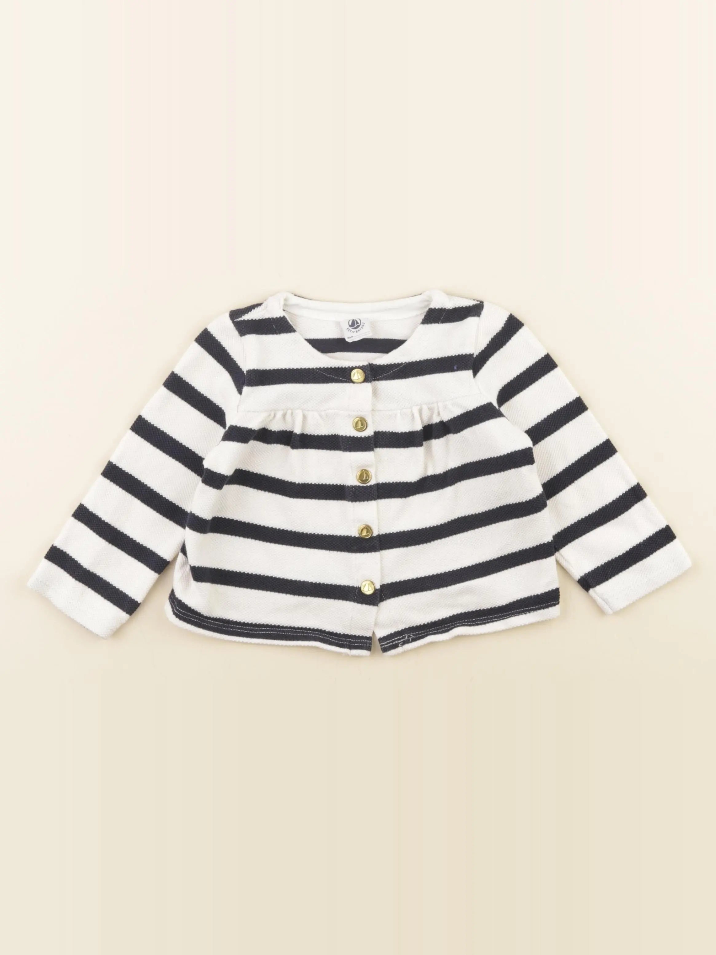 Petit Bateau - sweat blanc, bleu - 24 mois