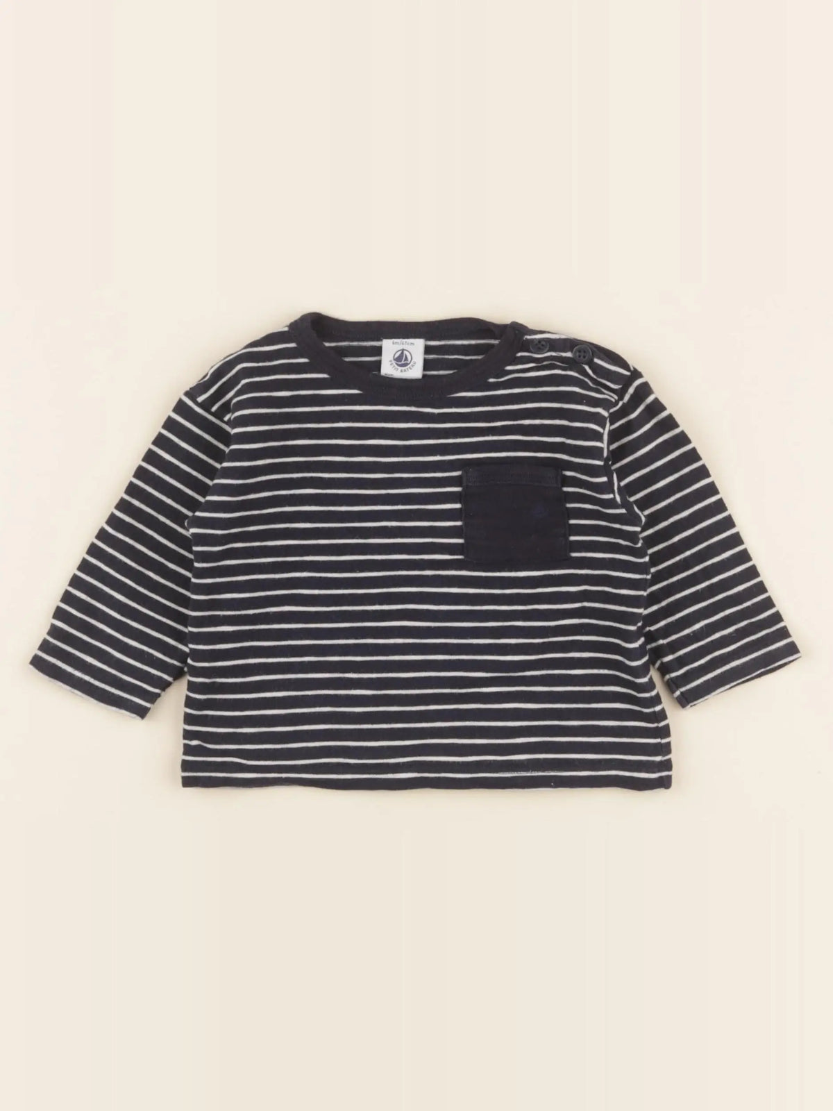 Petit Bateau - tee-shirt bleu - 6 mois
