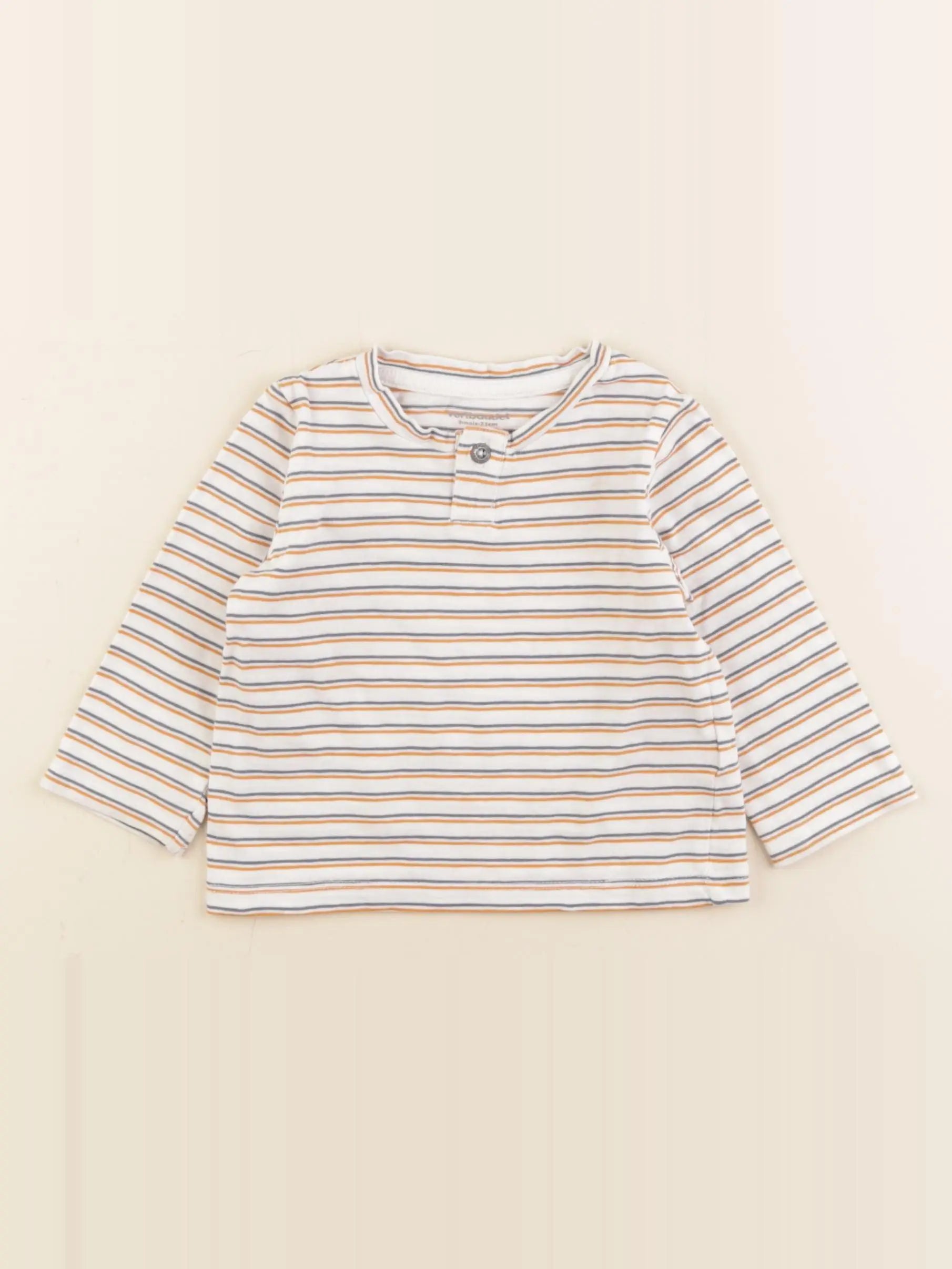 Vertbaudet - tee-shirt blanc, bleu, jaune - 9 mois