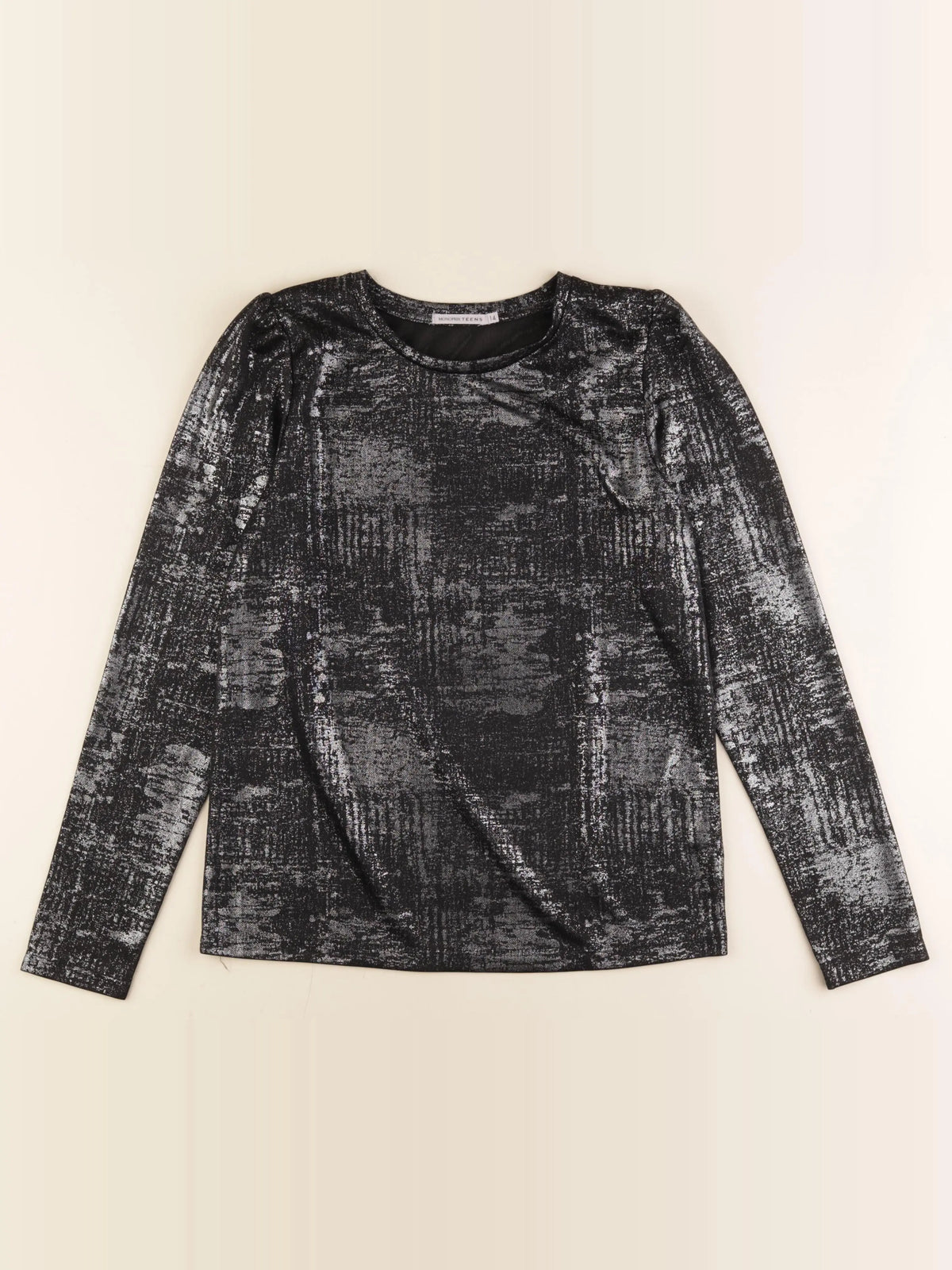 Monoprix - tee-shirt noir, argent - 14 ans