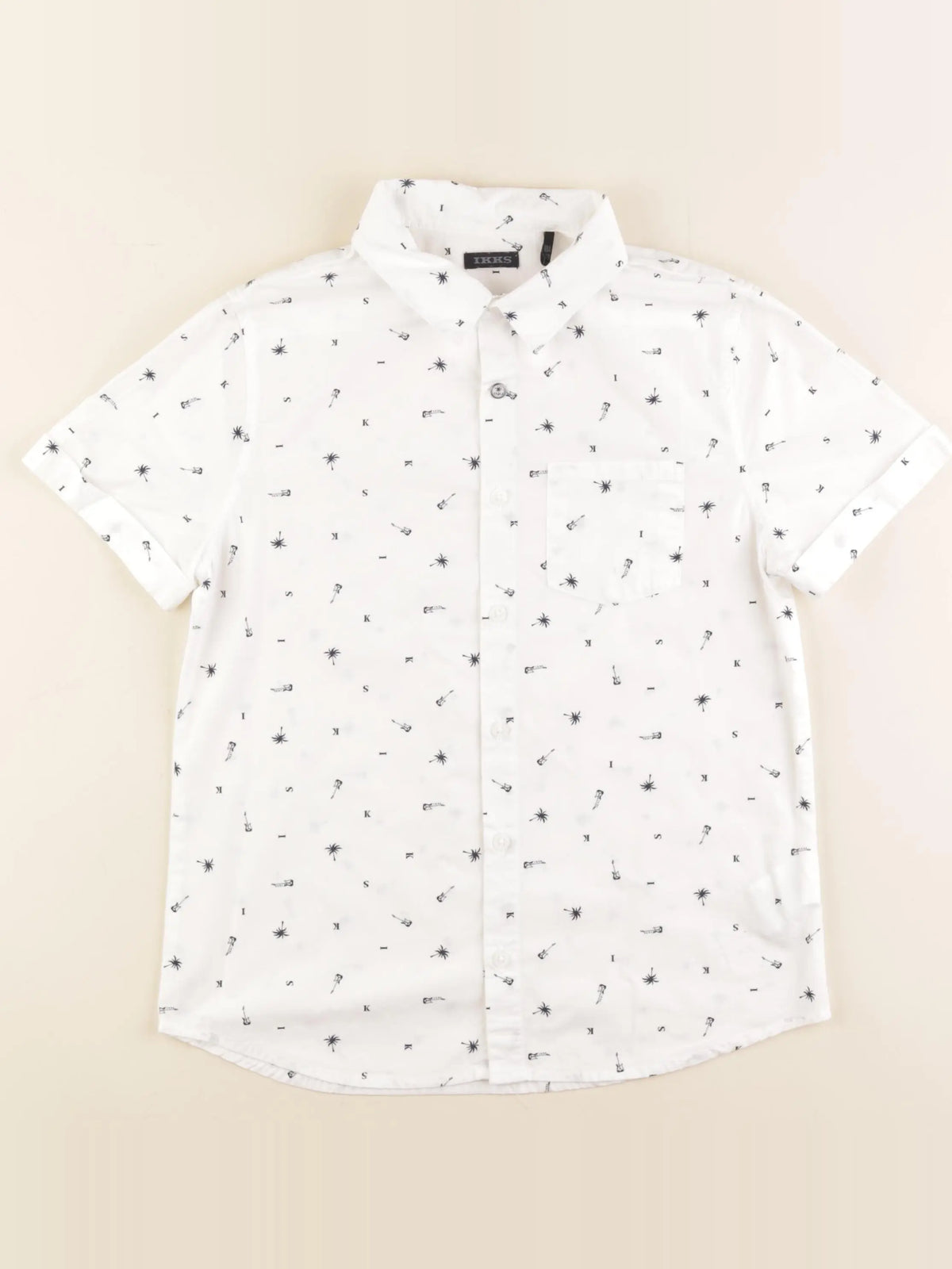 IKKS - chemise bleu, blanc - 10 ans