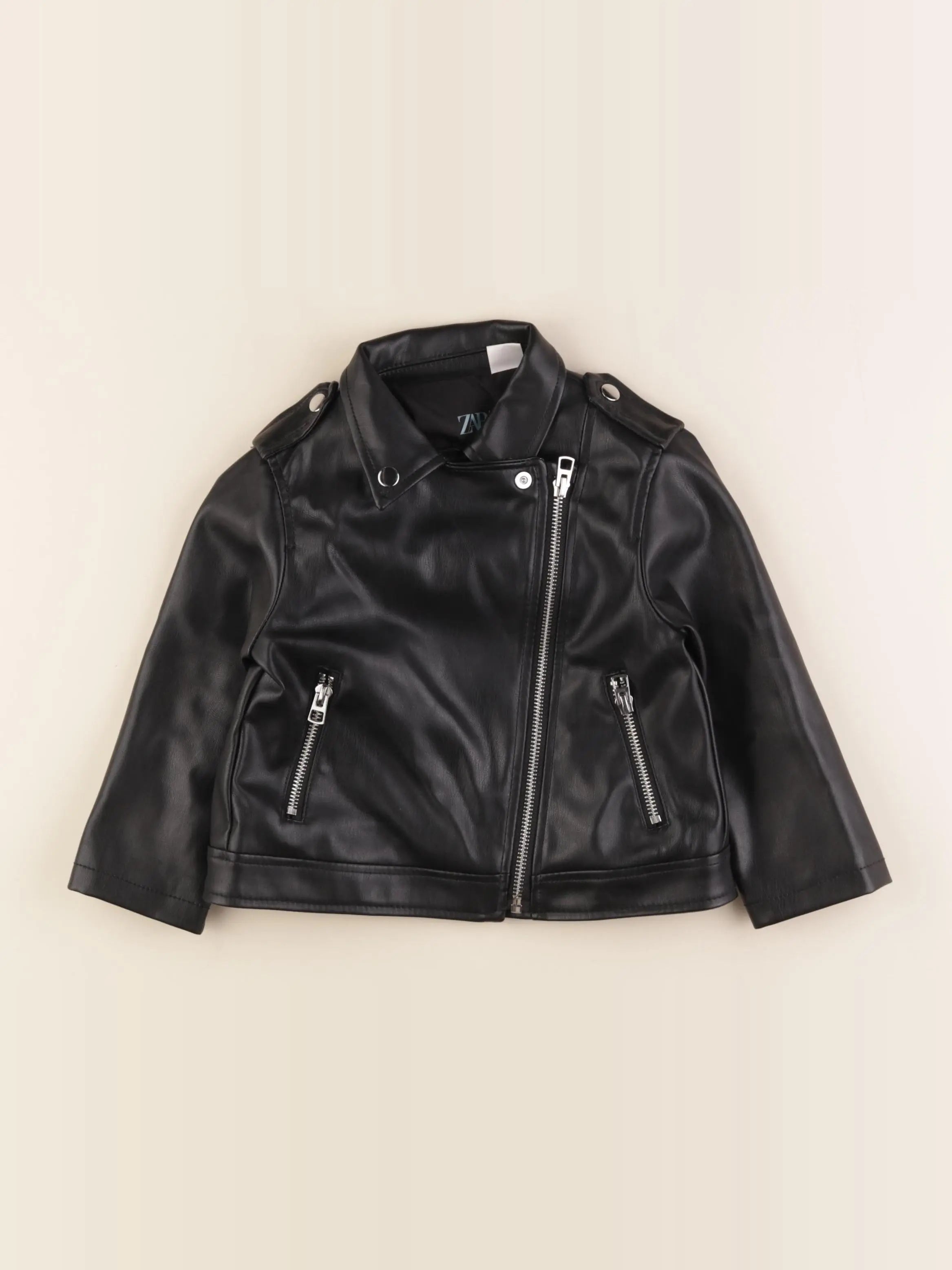 Zara - veste simili cuir noir - 18/24 mois