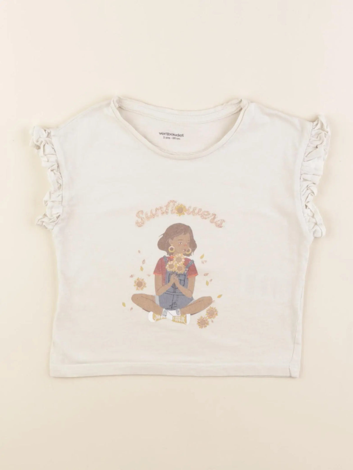 Vertbaudet - tee-shirt beige - 2 ans