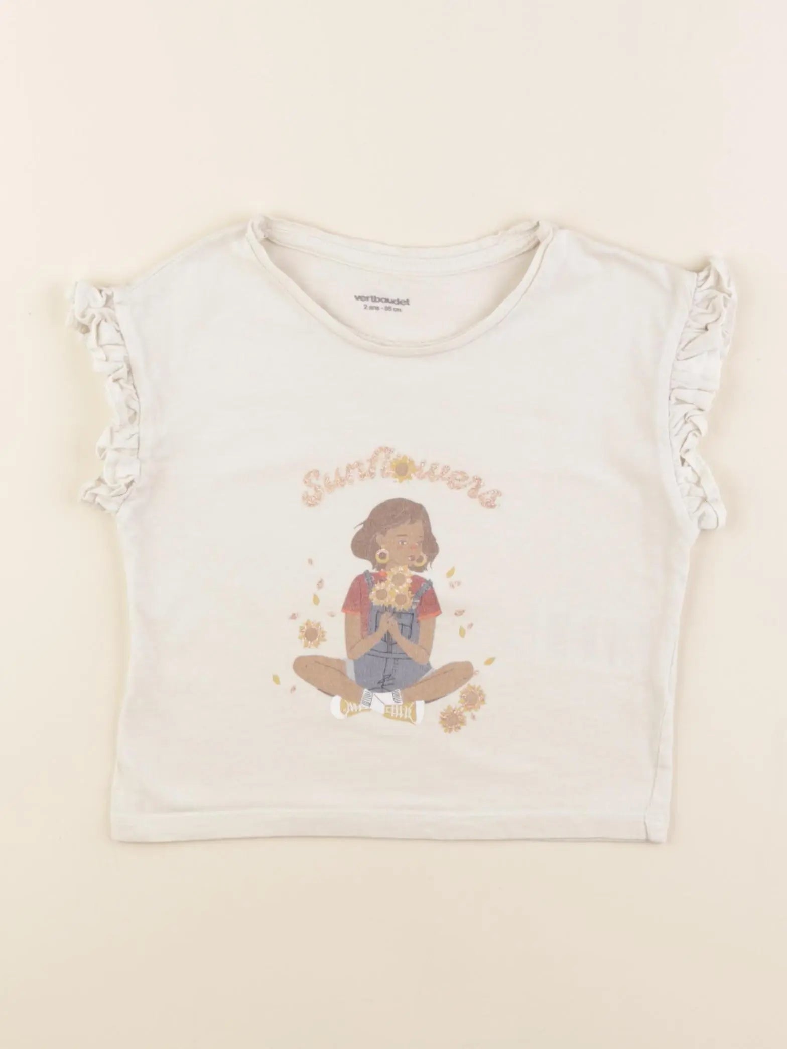 Vertbaudet - tee-shirt beige - 2 ans