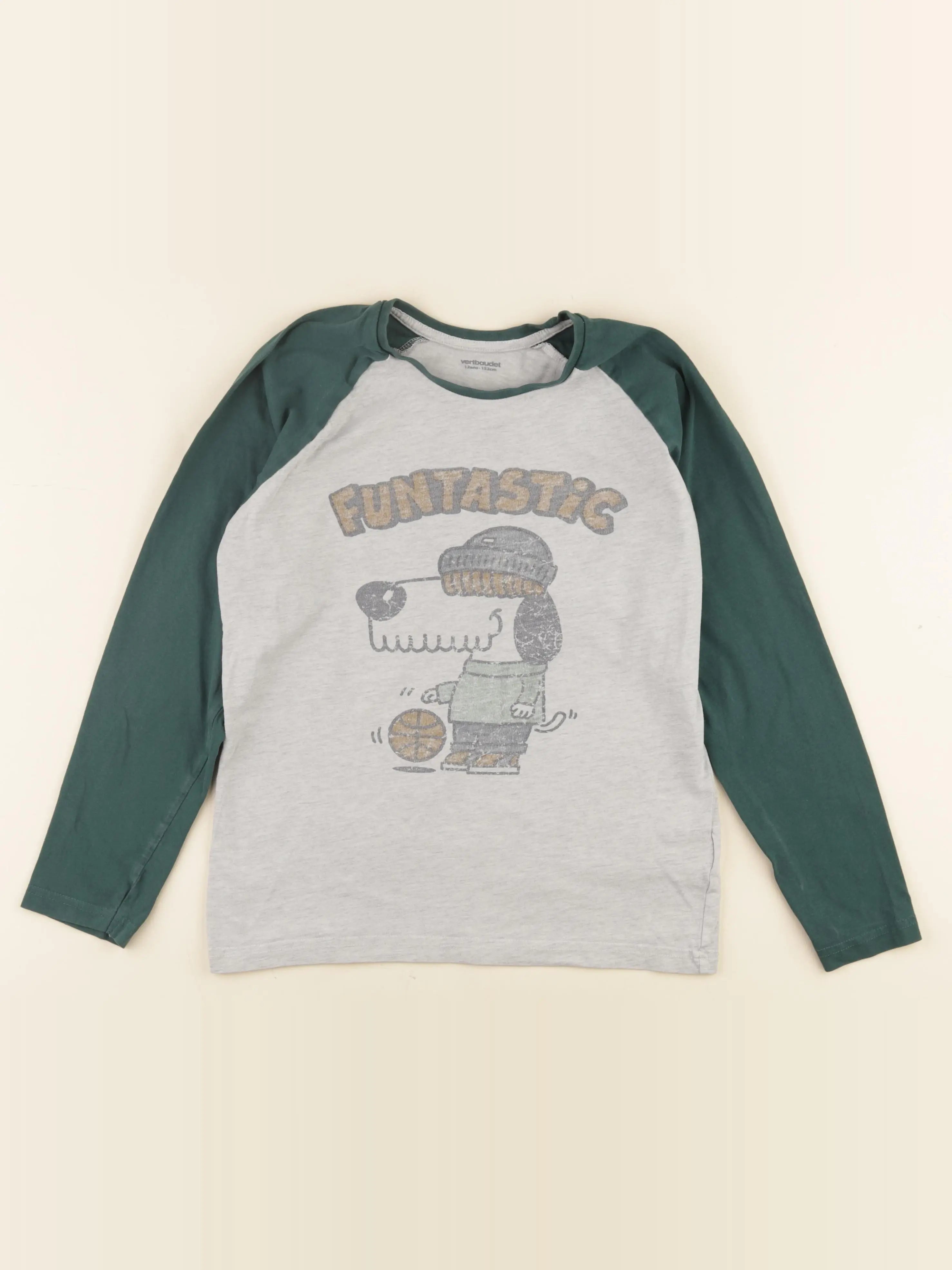Vertbaudet - tee-shirt gris, vert - 12 ans