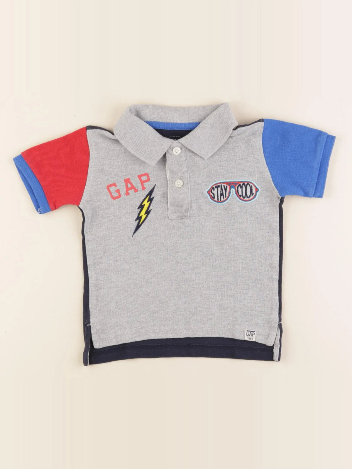 GAP - polo bleu, gris - 12/18 mois