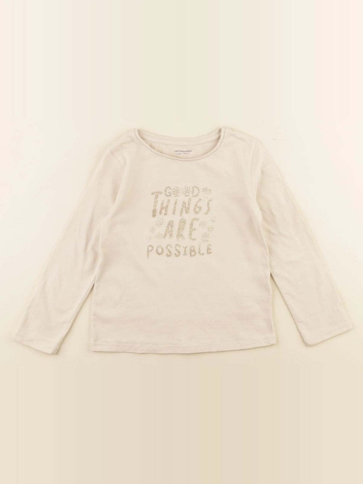 Vertbaudet - tee-shirt beige - 4 ans